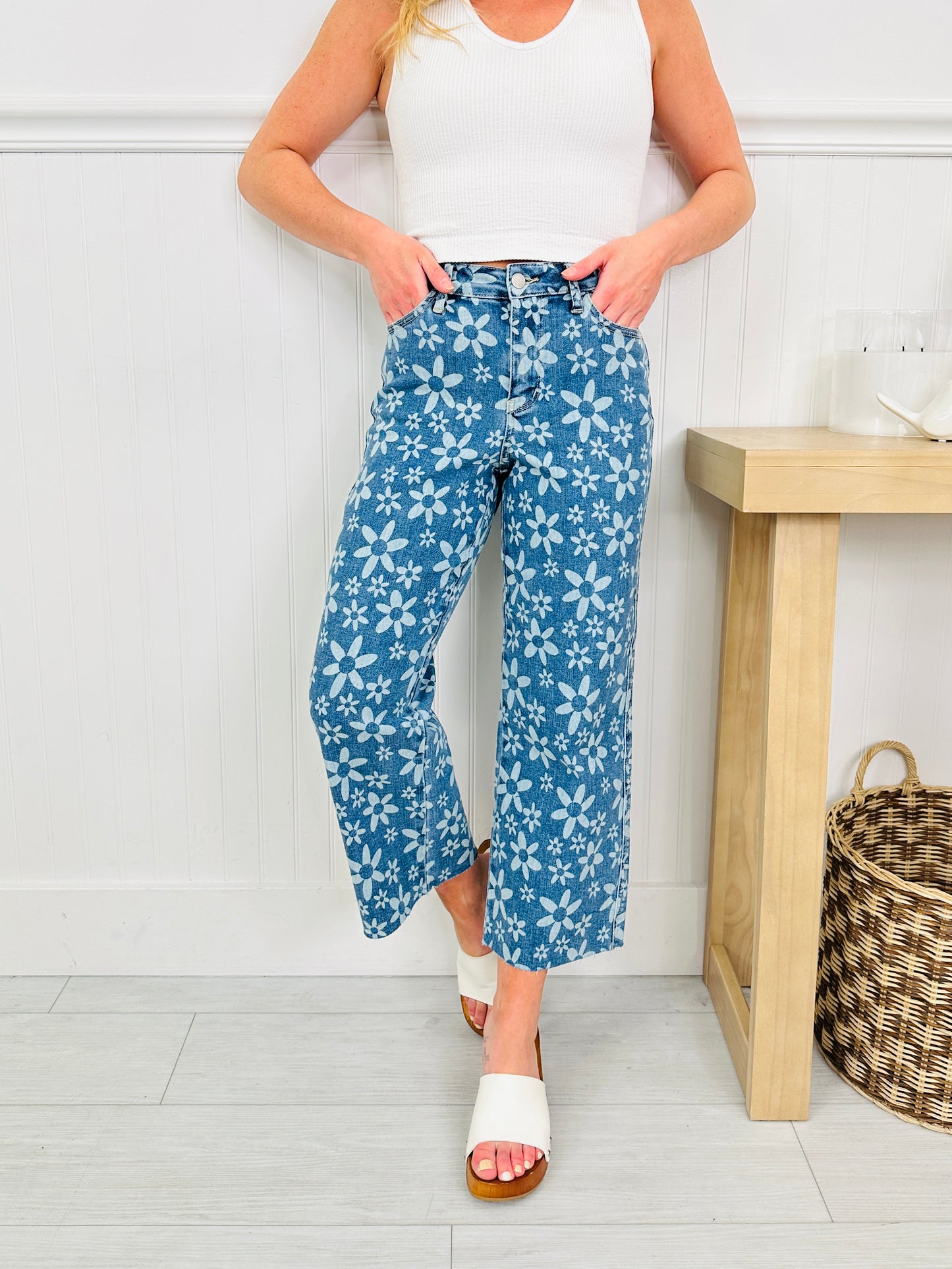 Judy Blue Daisy Daze Cropped Wide Leg Jeans