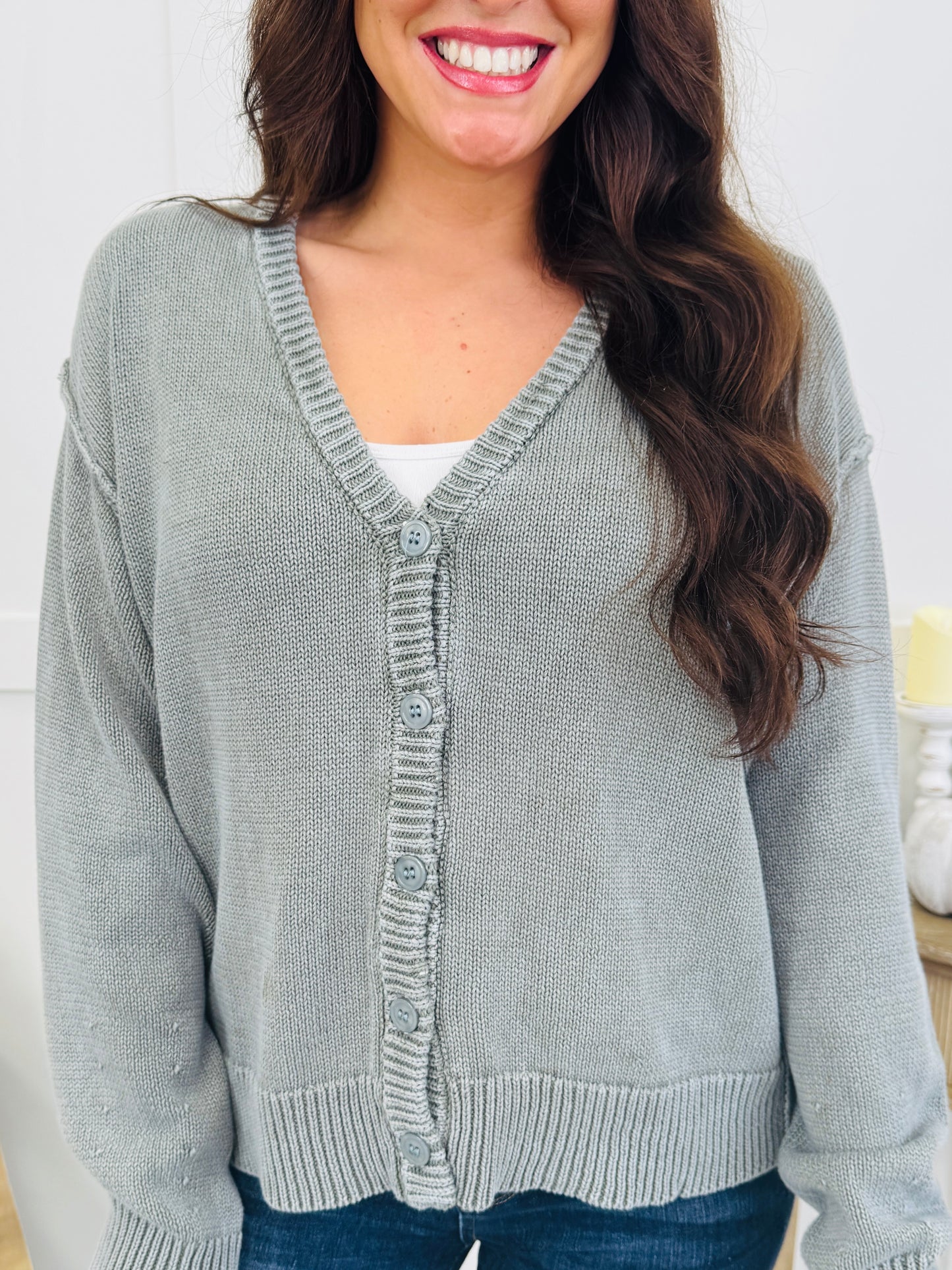 The Fireside Cardigan In Vintage Olive