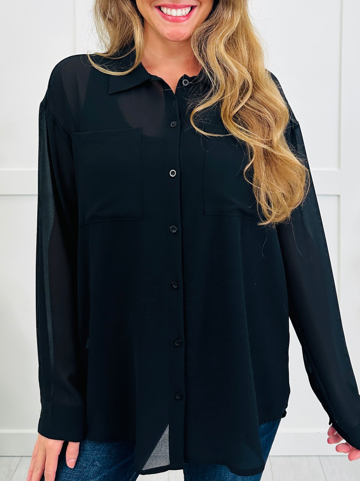 City Lights Button Down In Black