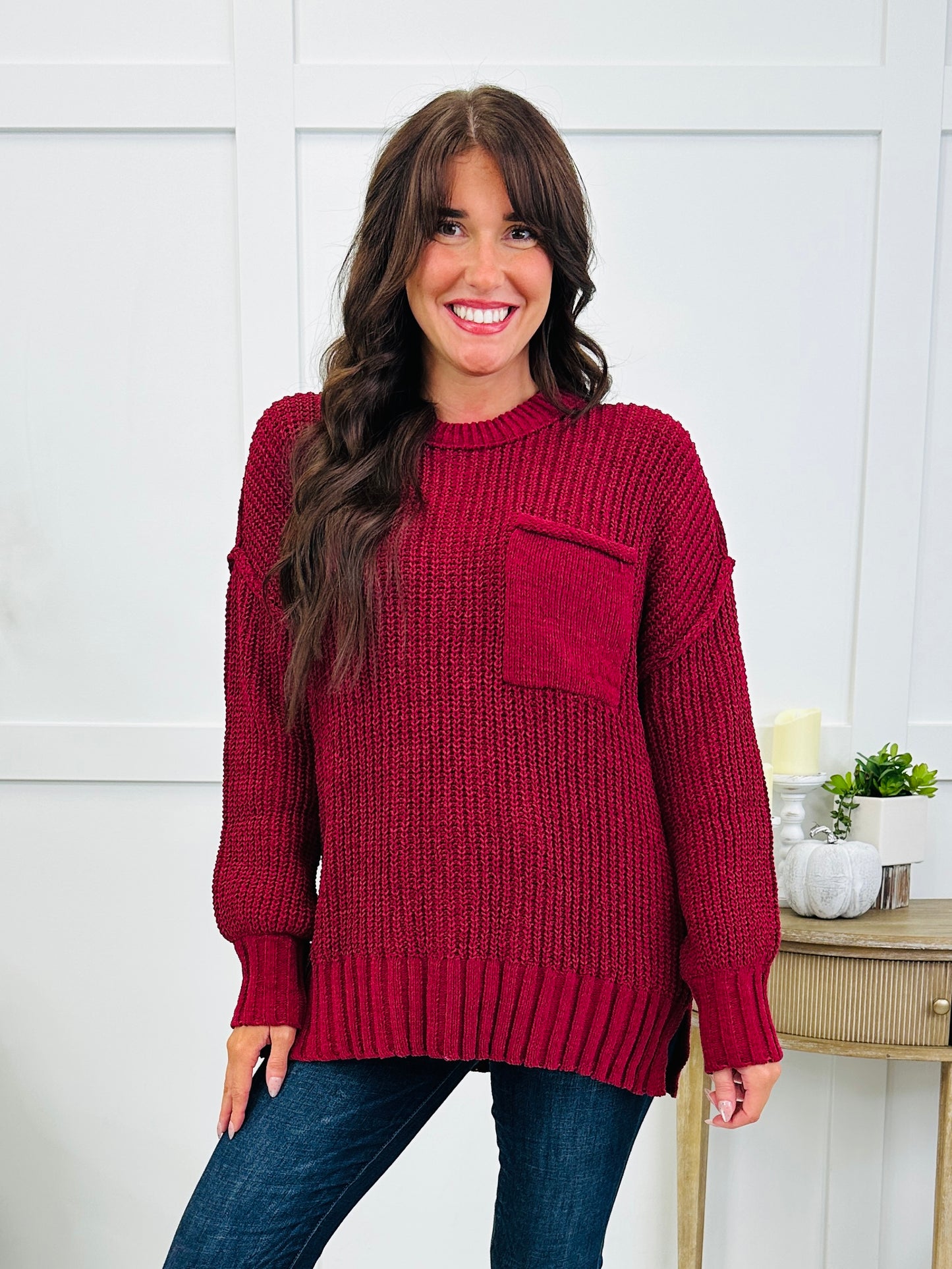 Casual Company Sweater In Burgundy