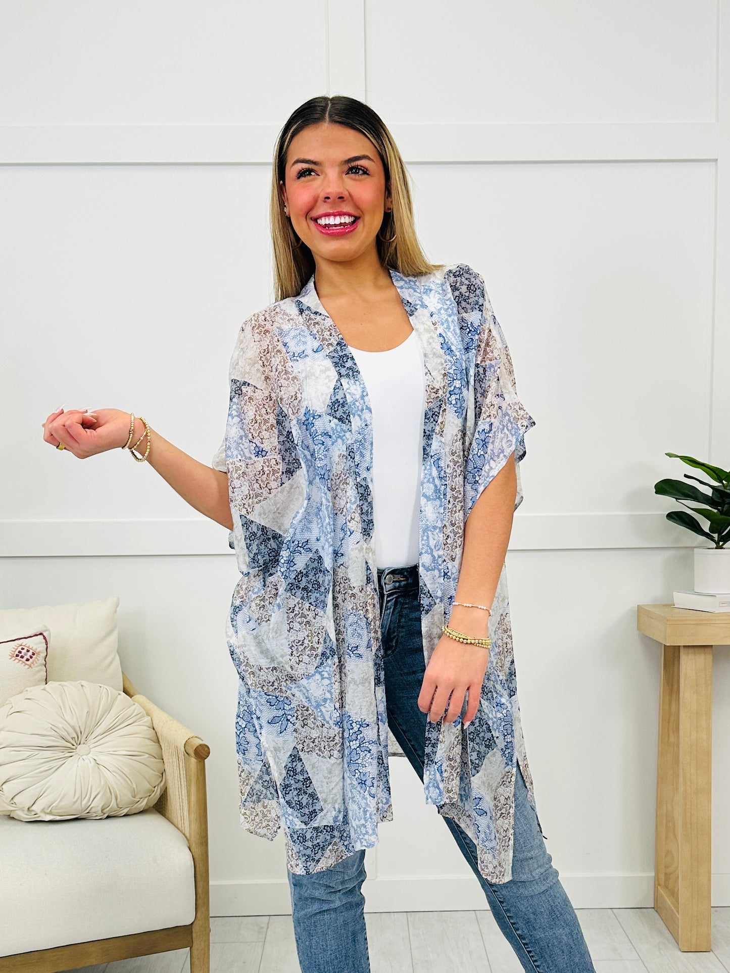 True Wishes Kimono In Blue Combo