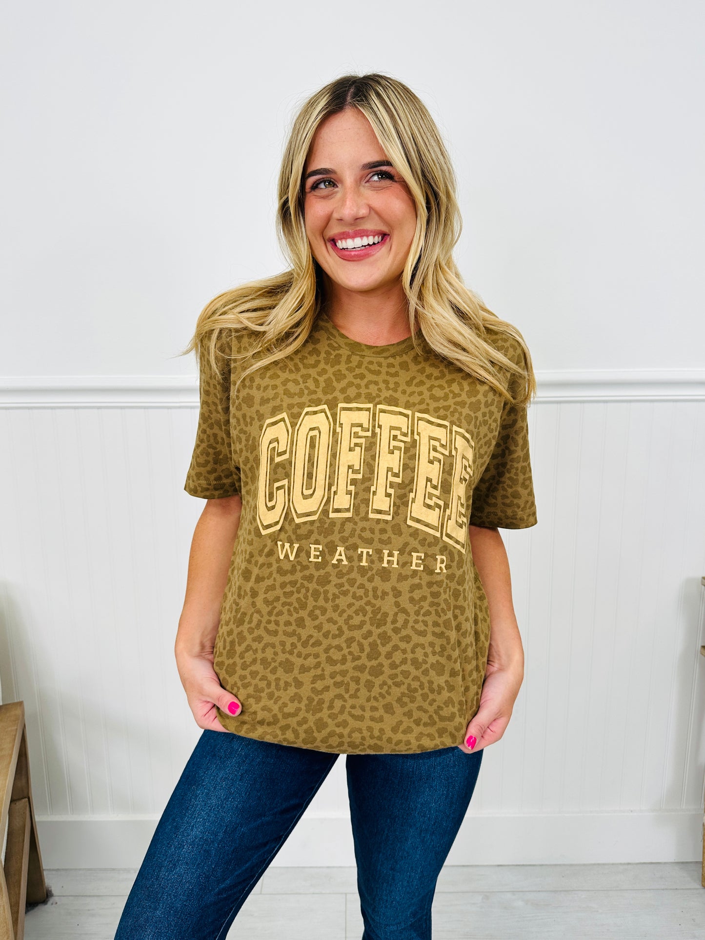 Coffee Weather Graphic Tee in Leopard