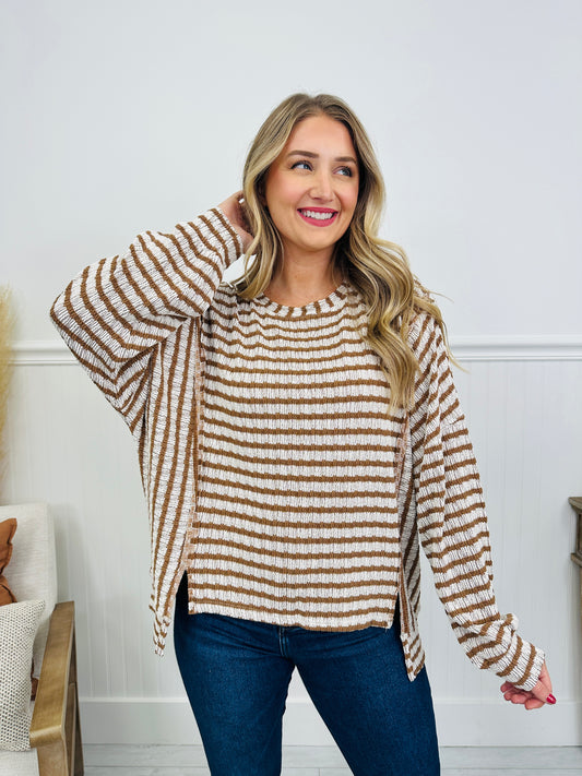 Striped Intuition Sweater in Camel