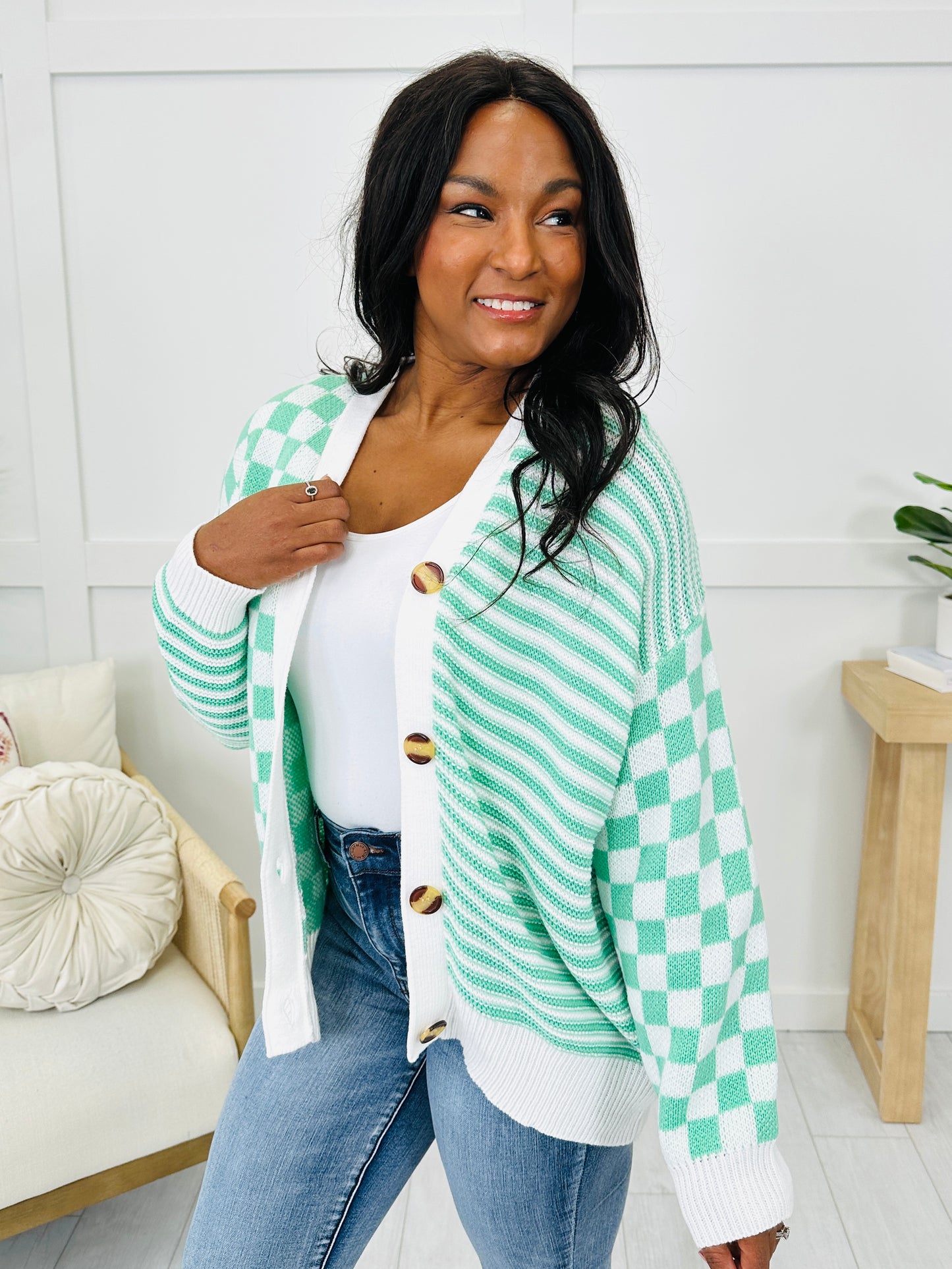 Charmed In Checkers Cardigan