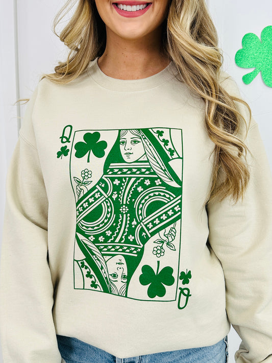 Lucky Clover Queen Graphic Crewneck Sweatshirt