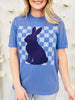 Checkered Bunny Graphic Tee-Multiple Colors