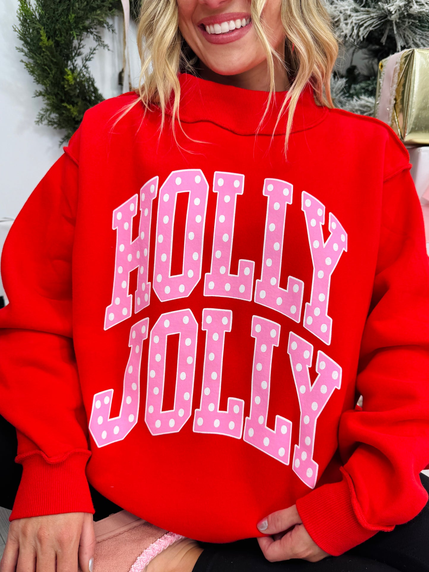 In My Holly Jolly Era Mock Neck Graphic Sweatshirt