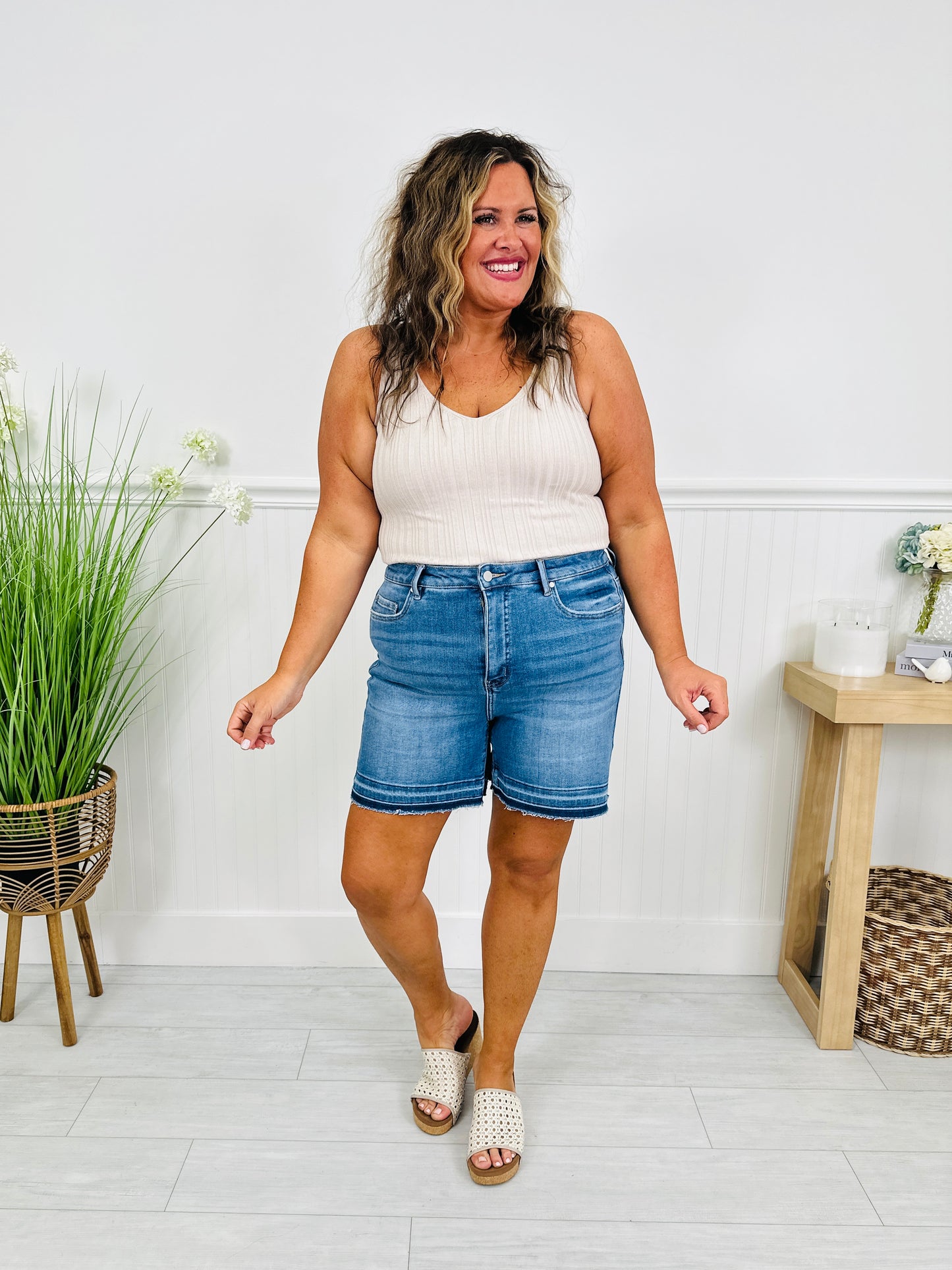 Release The Moment Tummy Control Release Hem Shorts