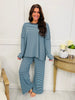 Cozy in Stripes Top In Mint Brown