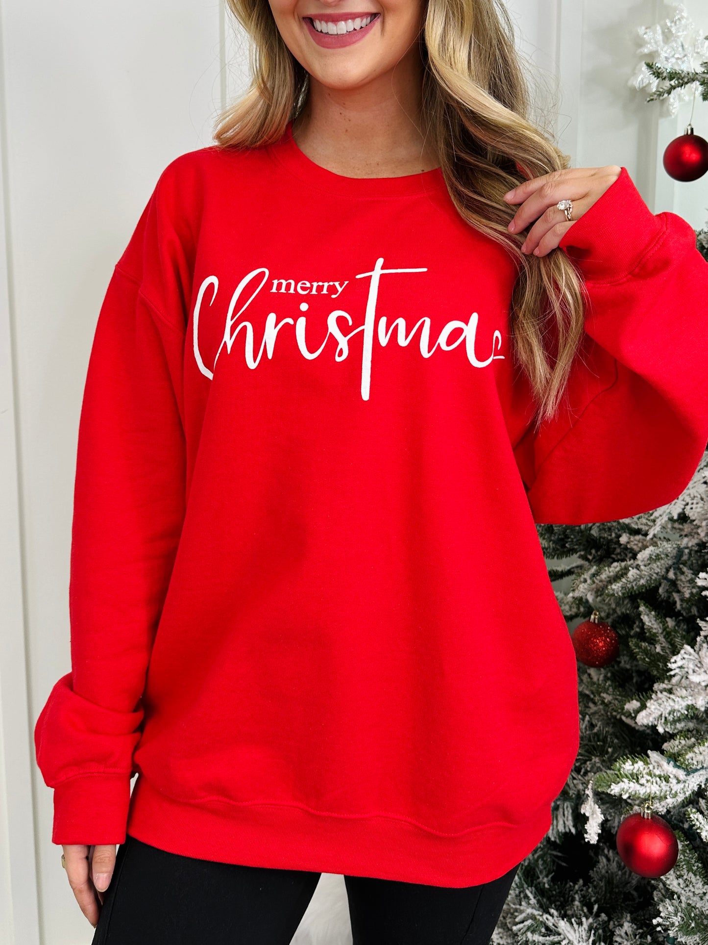 Merry Christmas Graphic Crewneck Sweatshirt