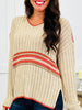 Sunset Stripe Top In Khaki