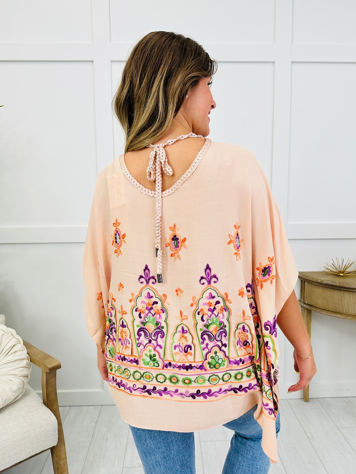Sunlit Stitch Top In Peach