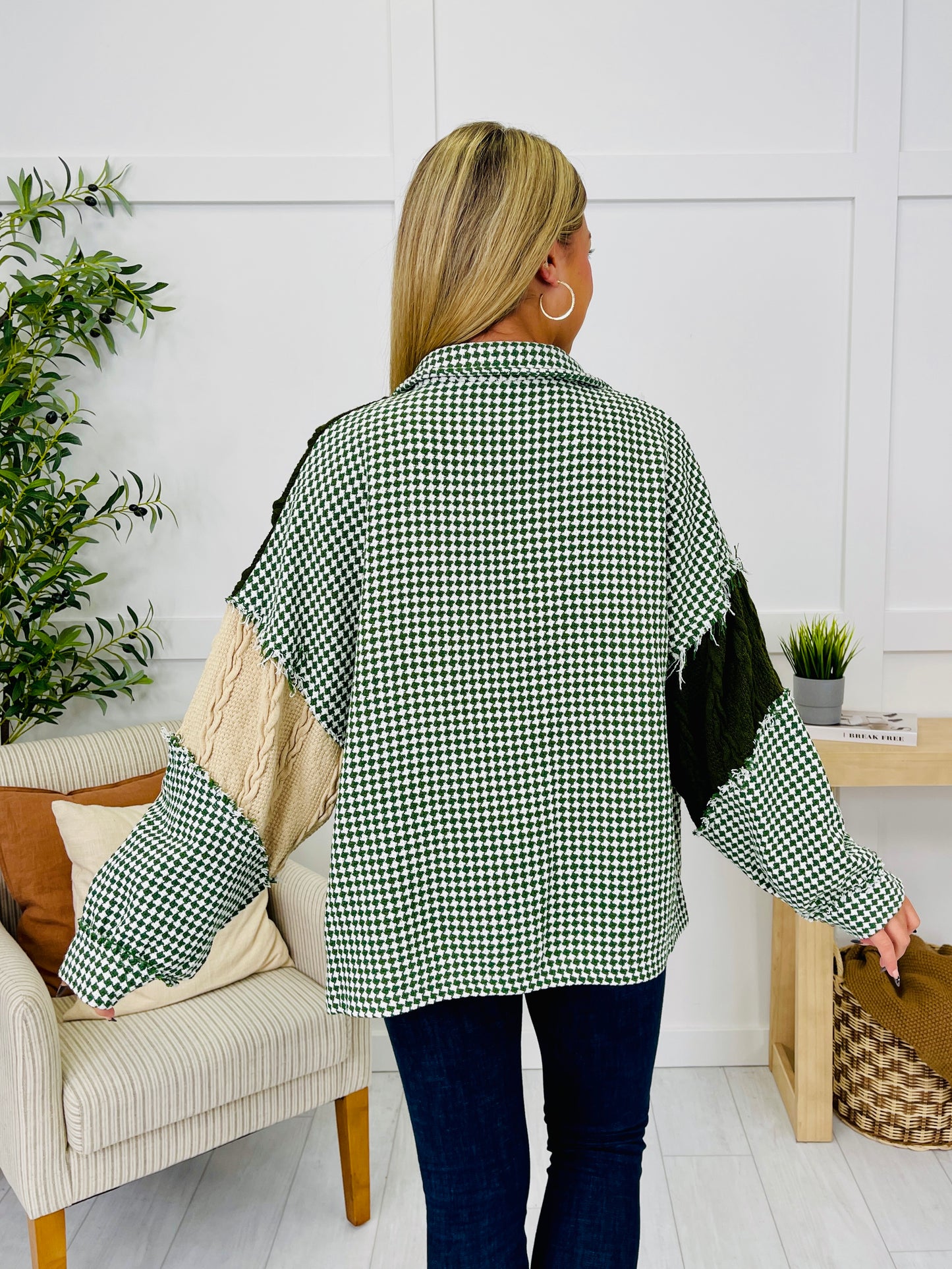 Frosted Pine Shacket In Olive