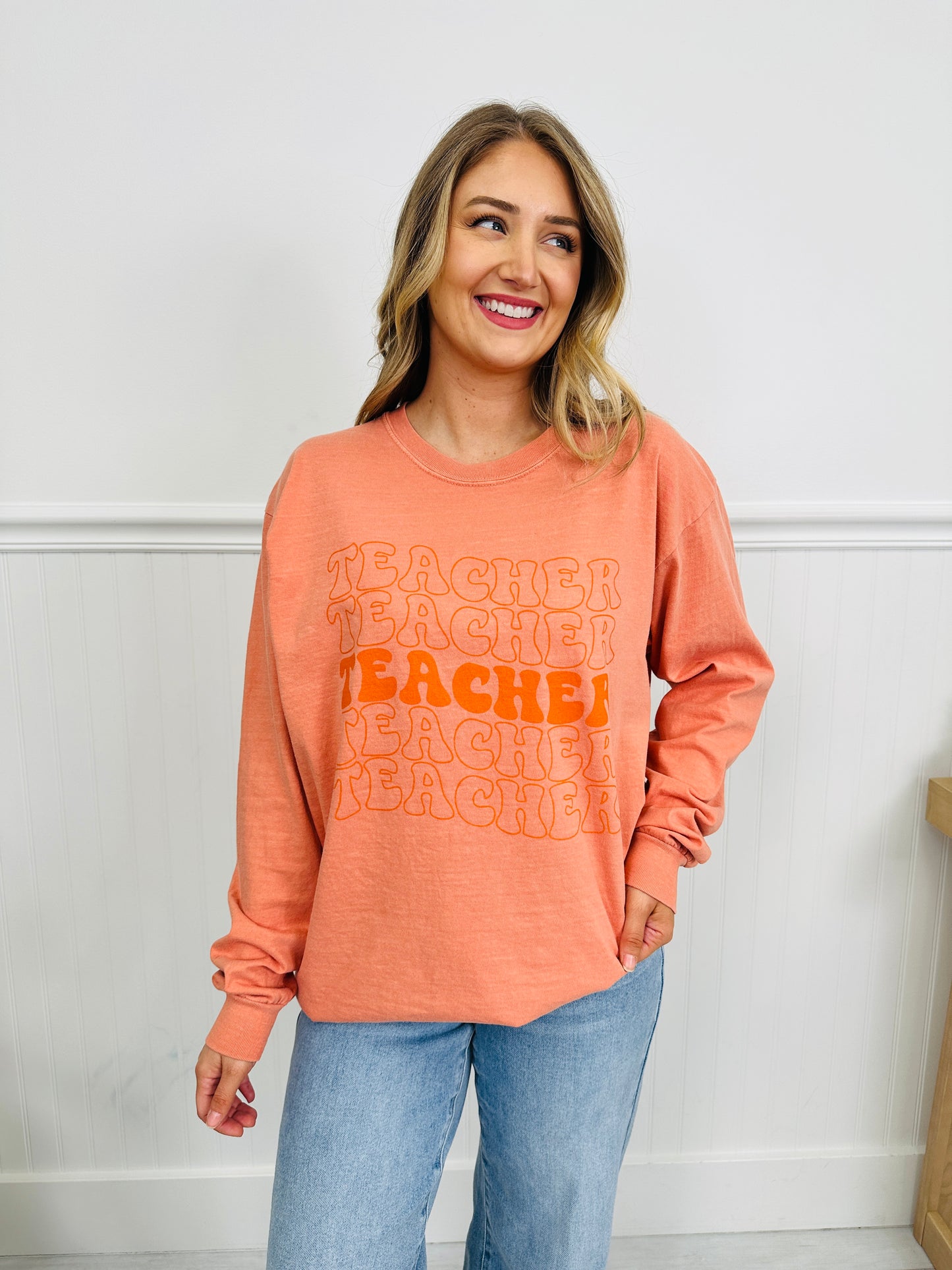 Teacher Graphic Long Sleeve Tee in Multiple Colors