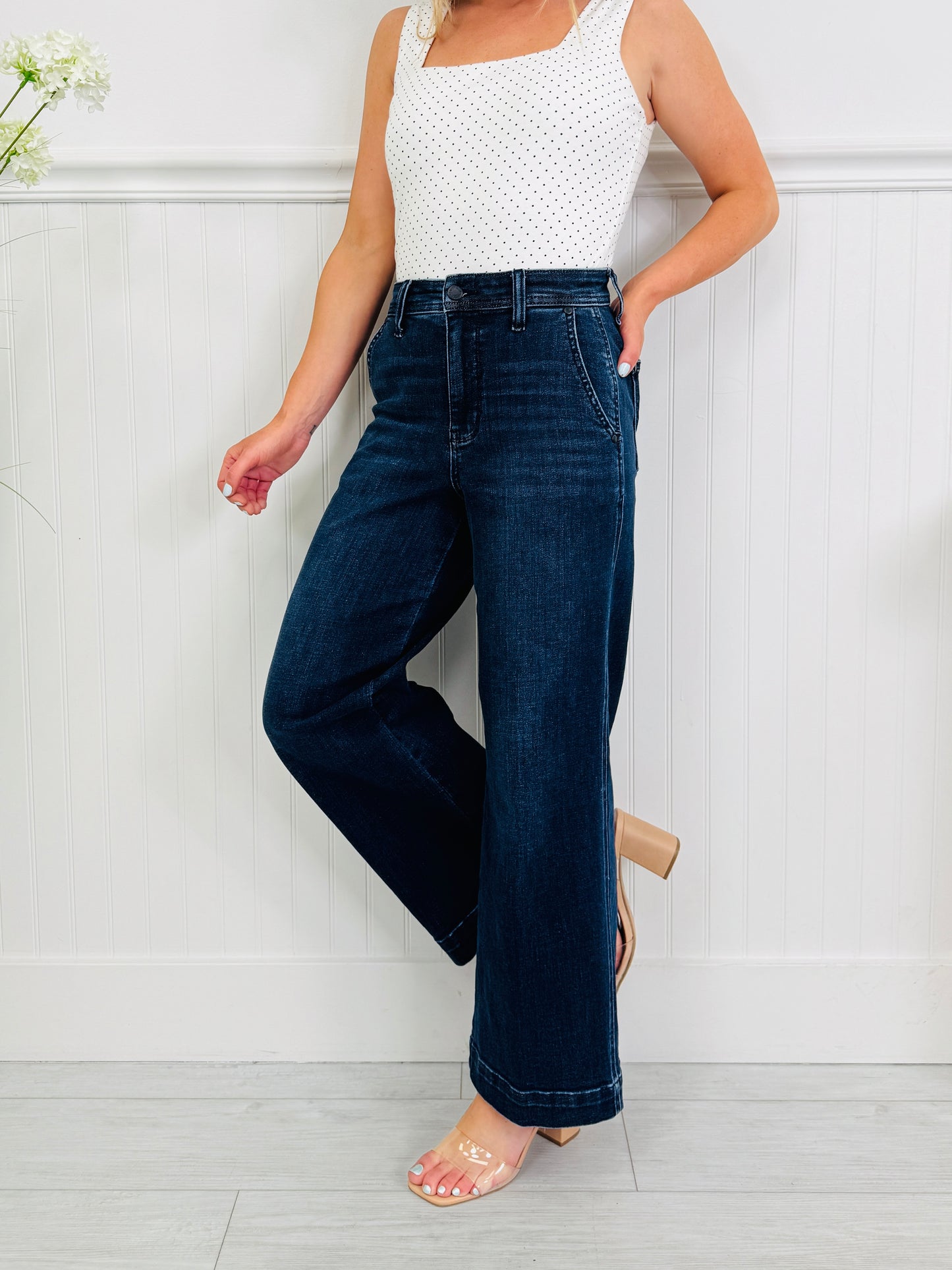 Judy Blue Timeless Touch Trouser Wide Leg Ankle Jeans