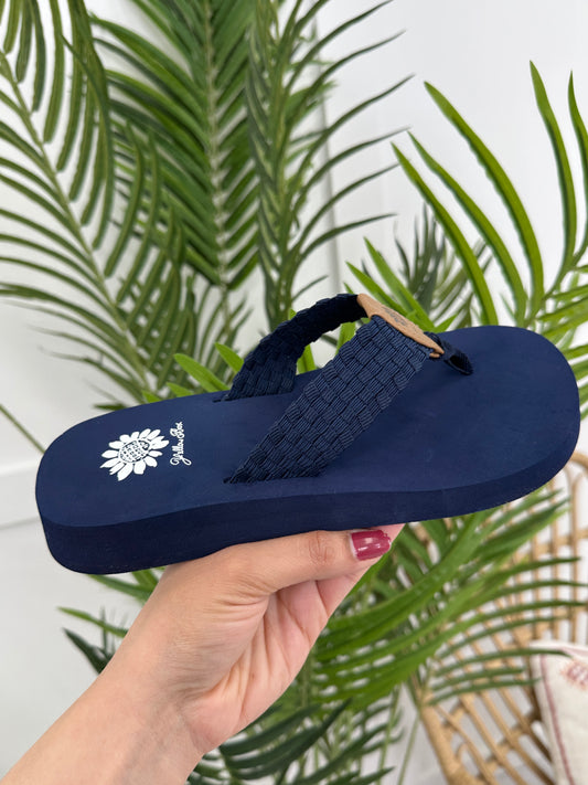 Walk Along The Sea Flip Flops in Navy