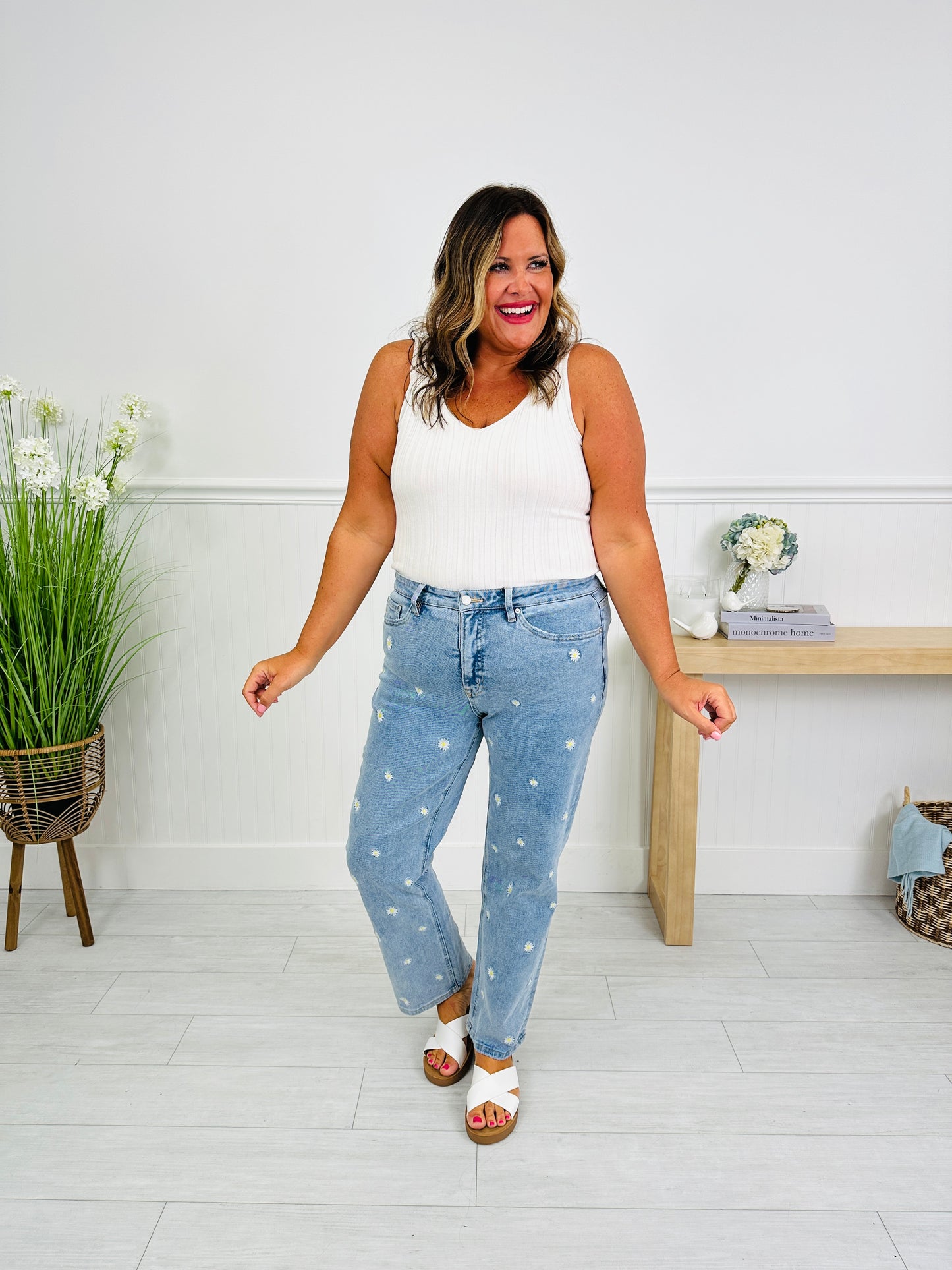Dreaming of Daisies Tummy Control Straight Jeans