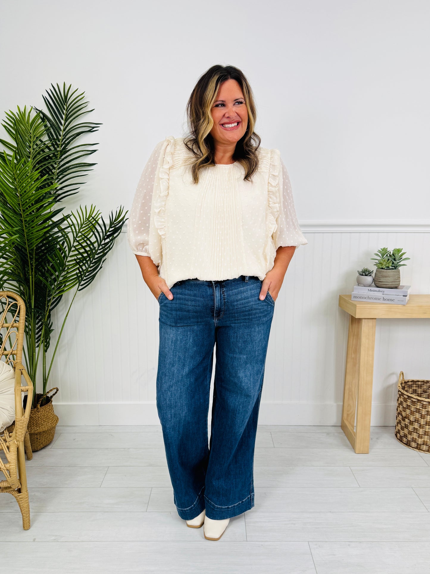 Judy Blue Girl Power Retro Wide Leg Trouser Jeans in Regular and Petite