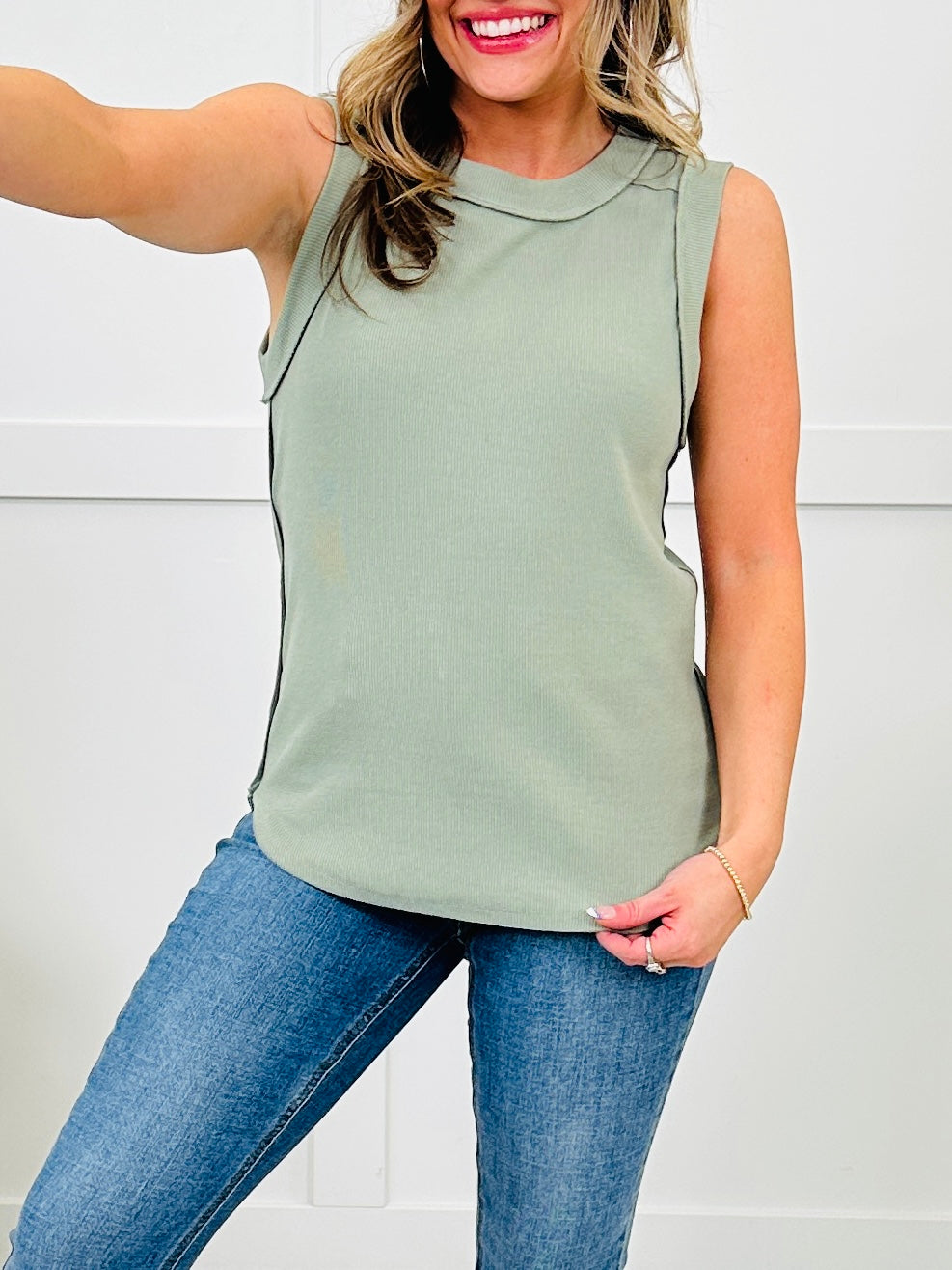 Basic Babe MOCO Exclusive Design Tank Top In Sage