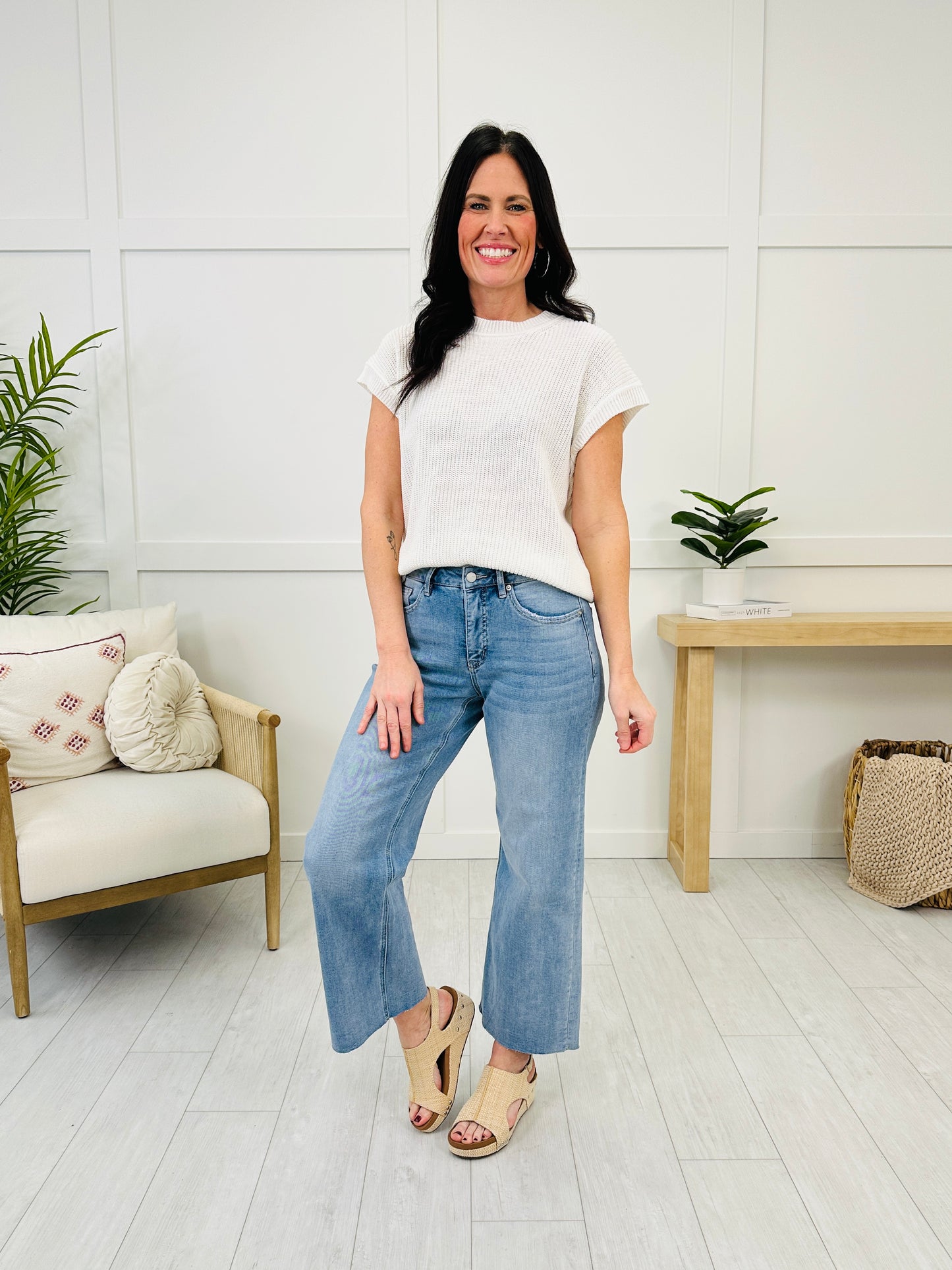 The Perfect Fit Cropped Tummy Control Wide Leg Jeans