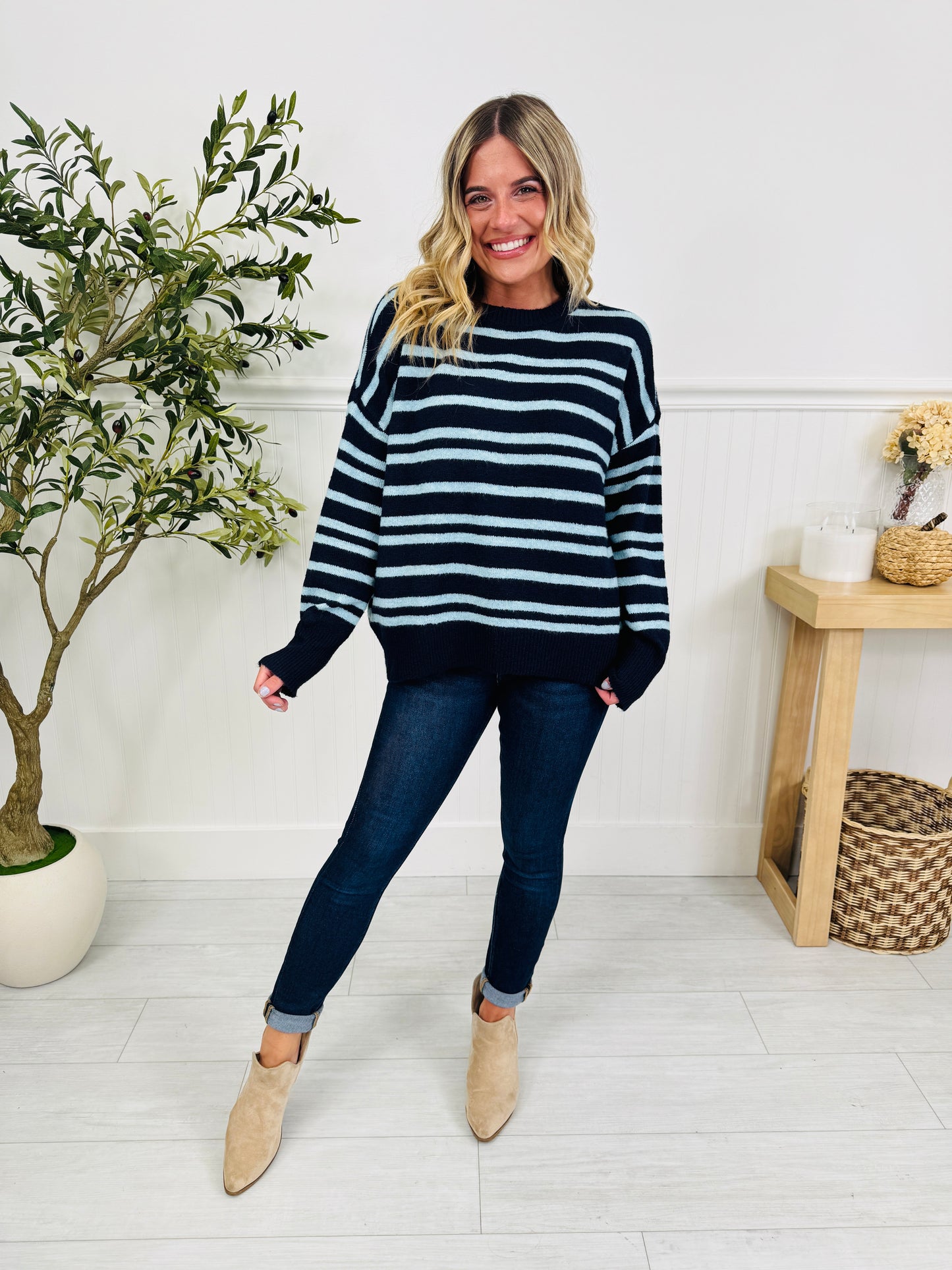 Soft Seasons Sweater In Navy
