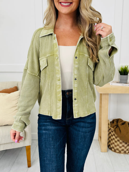 Caught You Looking Jacket in Cactus Green