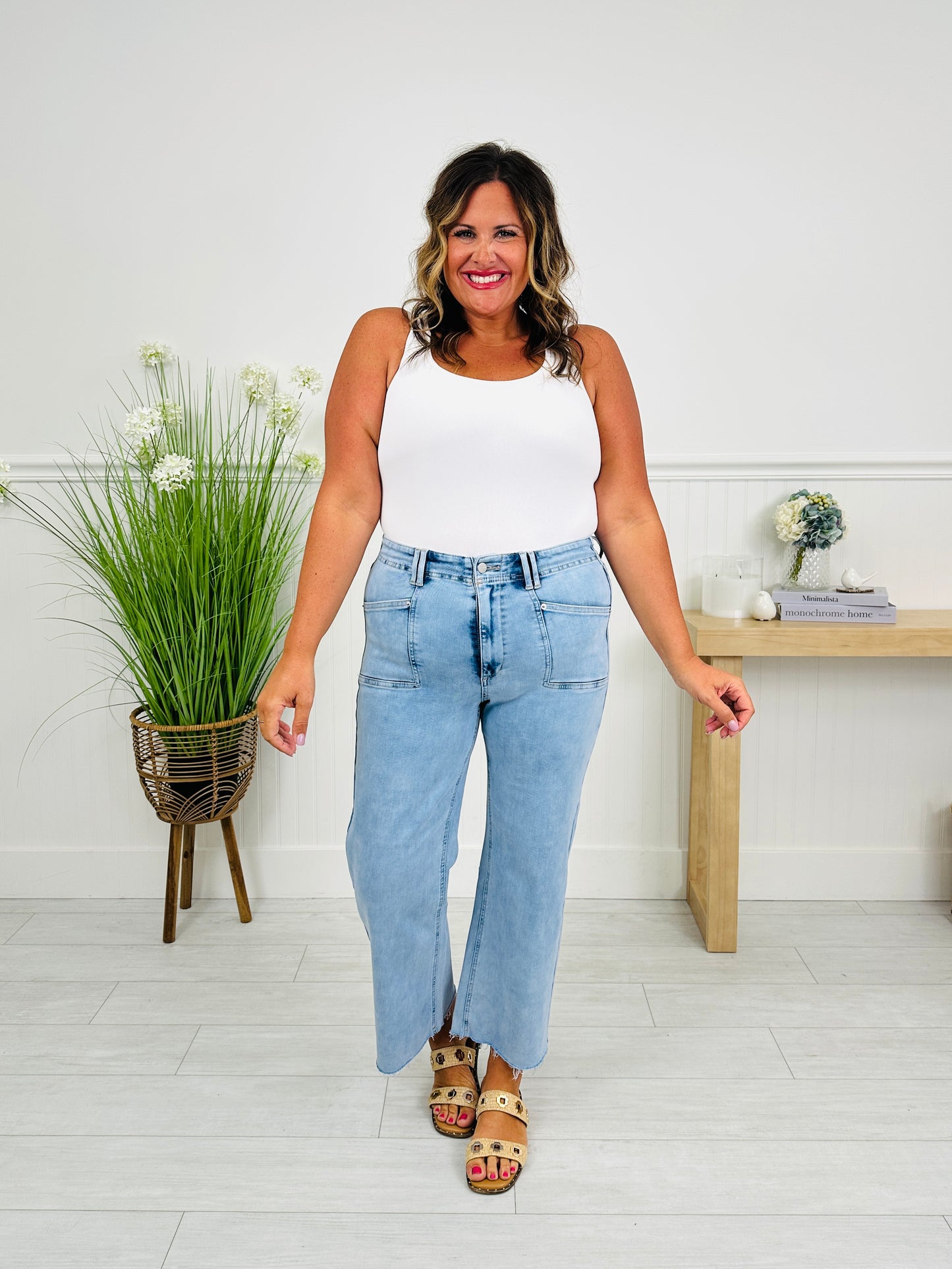 Summer Mood Cropped Wide Leg Jeans