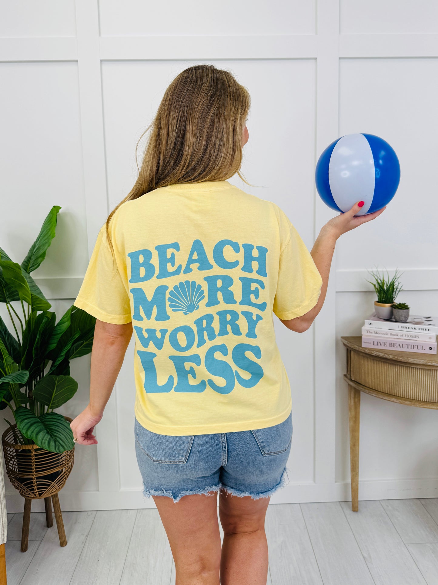Beach More Worry Less Boxy Graphic Tee