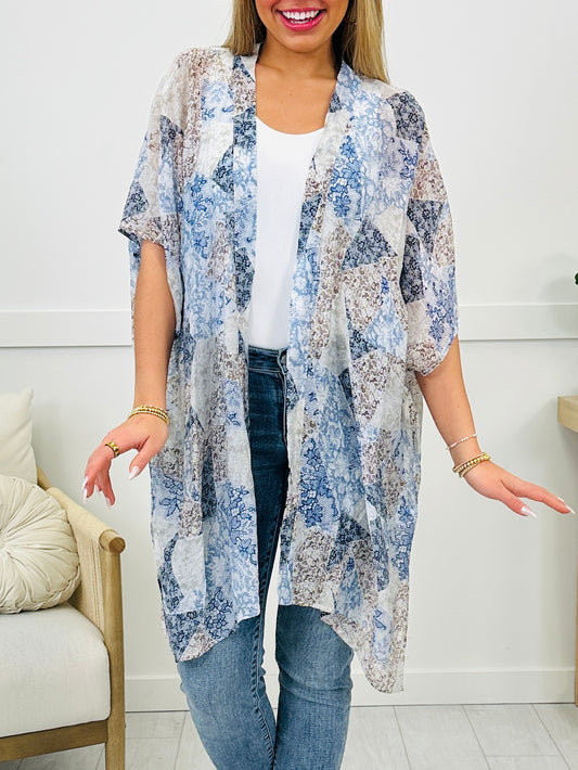 True Wishes Kimono In Blue Combo