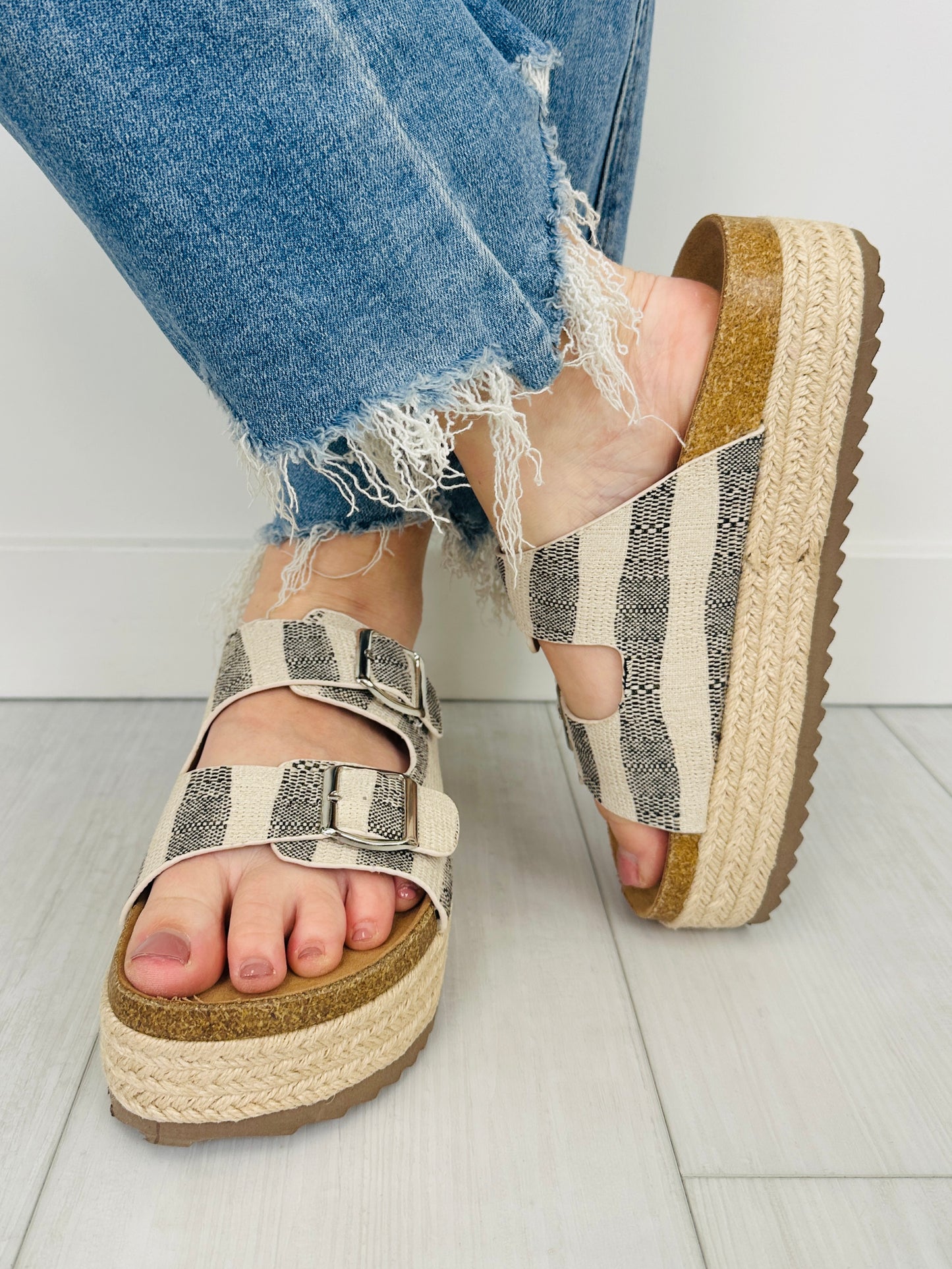 Sunshine on My Mind Sandals In Black Stripe