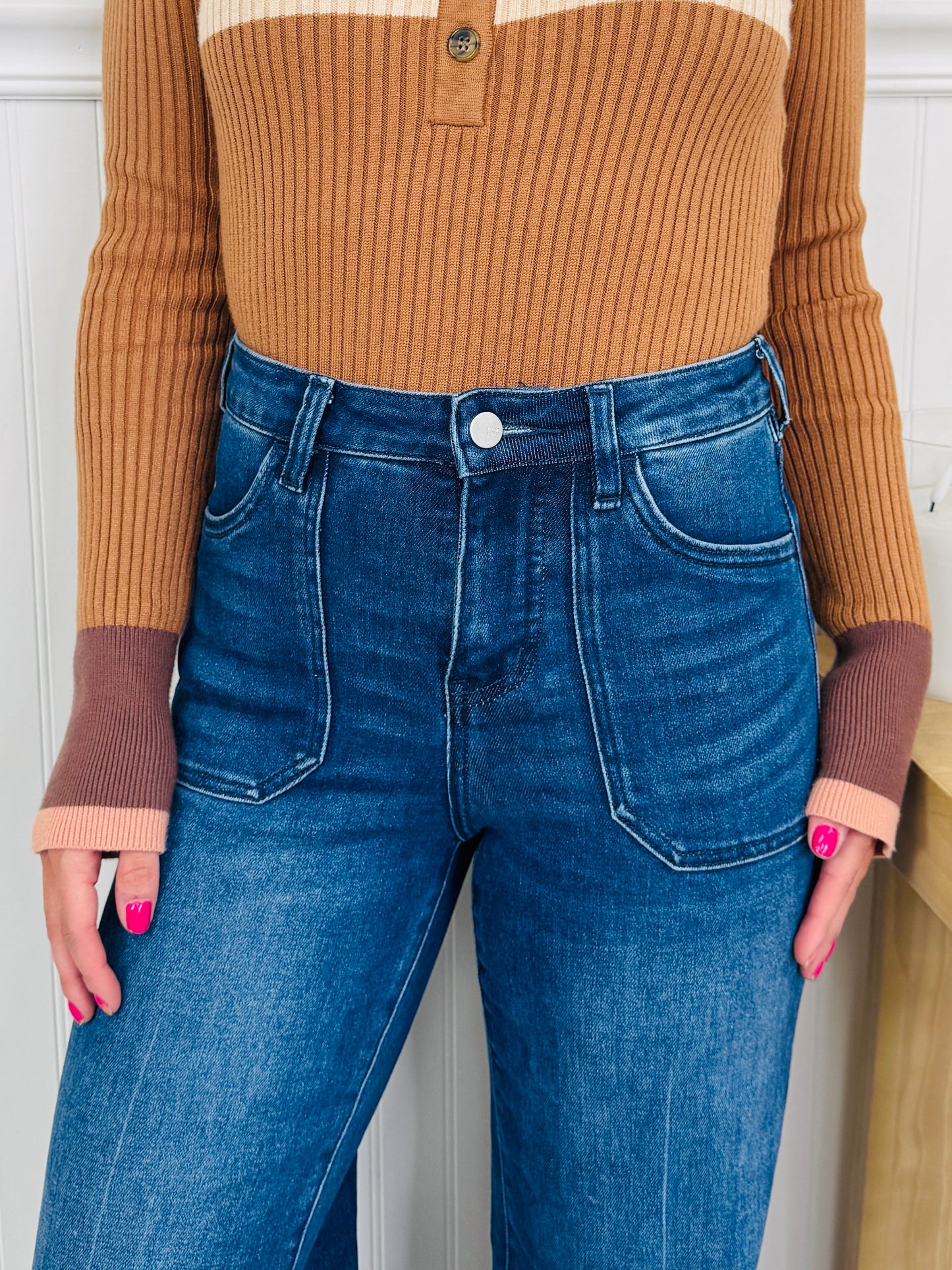 Full Of Style Tummy Control Wide Leg Jeans In Multiple Inseams