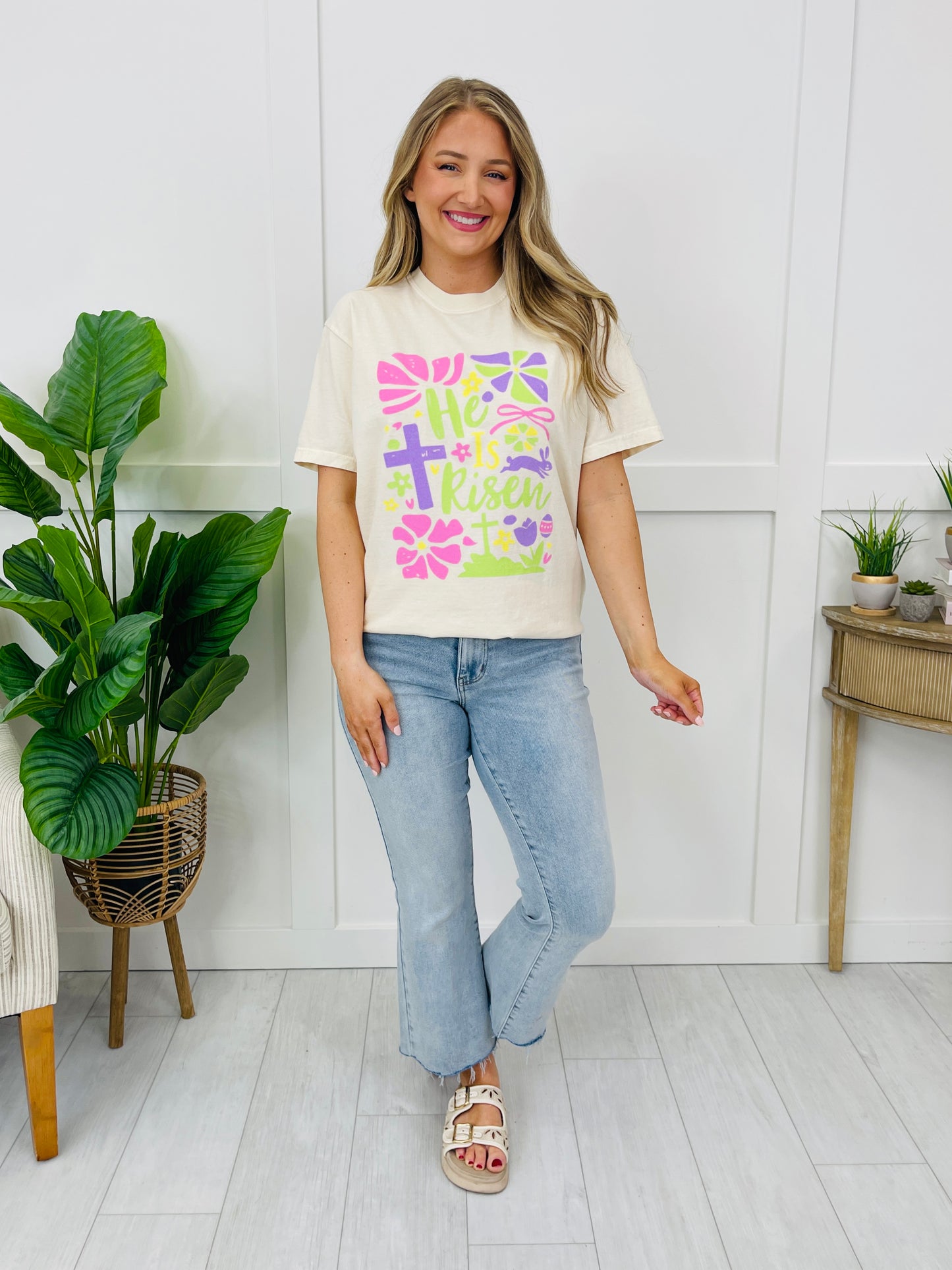 Colorful He Is Risen Graphic Tee