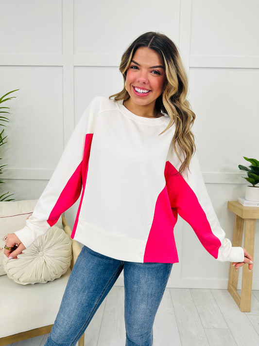 Dare To Contrast Pullover In Coral