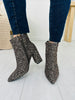 Glam Chain Booties In Pewter Glitter