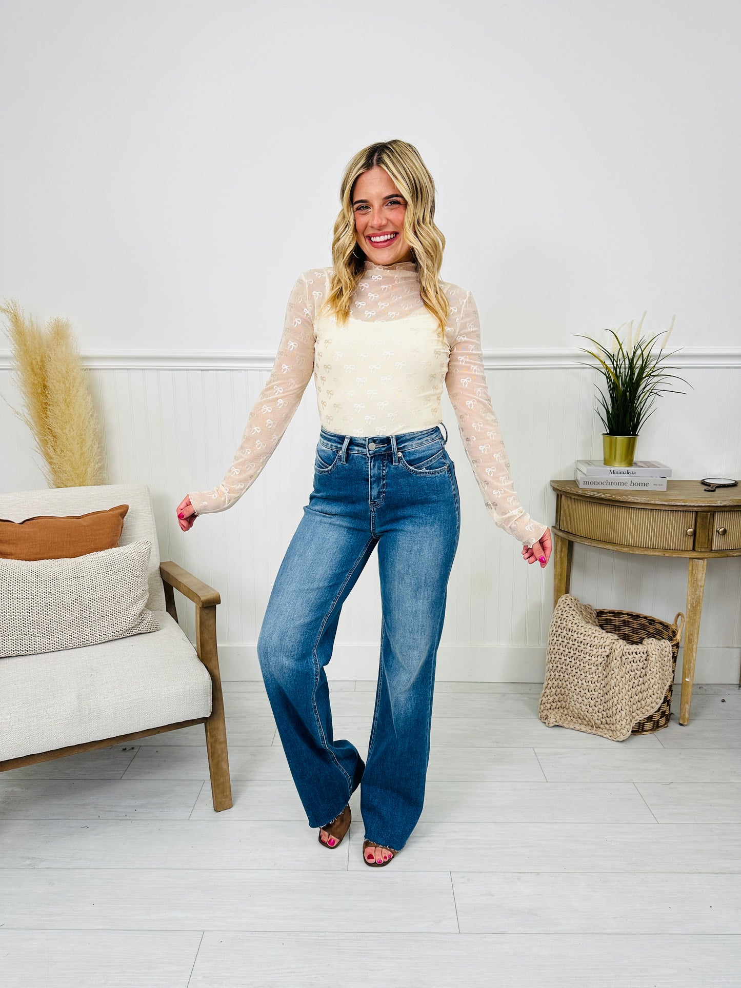 Go Into Detail Tummy Control Wide Leg Jeans