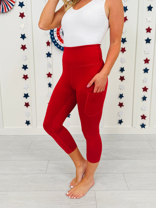 MOCO Exclusive Red Capri Leggings