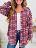 Flannel Forecast Shacket In Burgundy