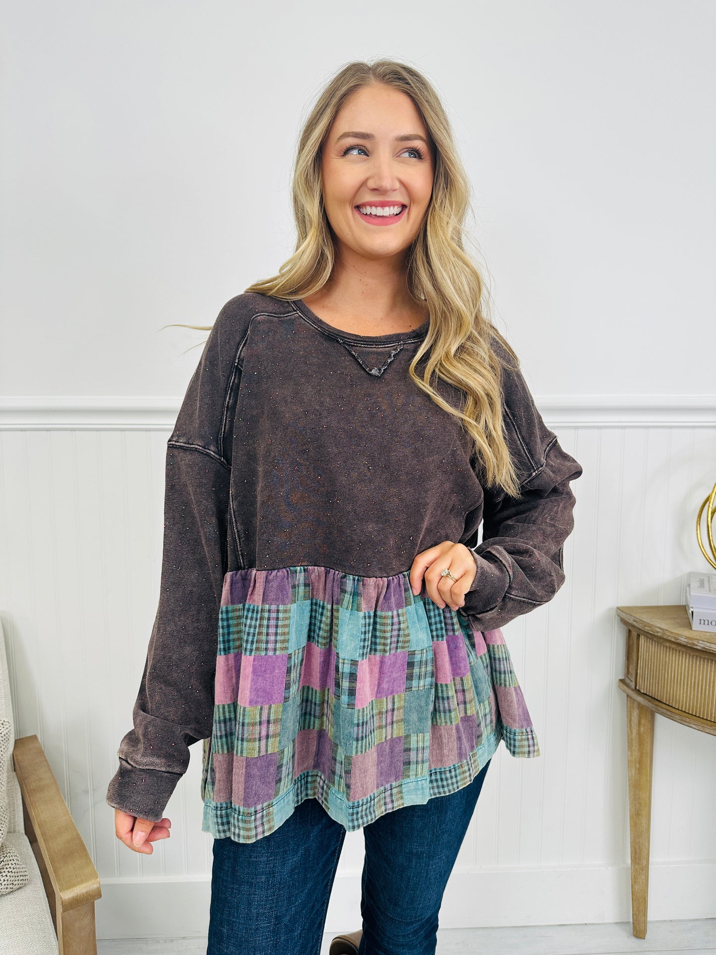 Back To Plaid Top in Smoke