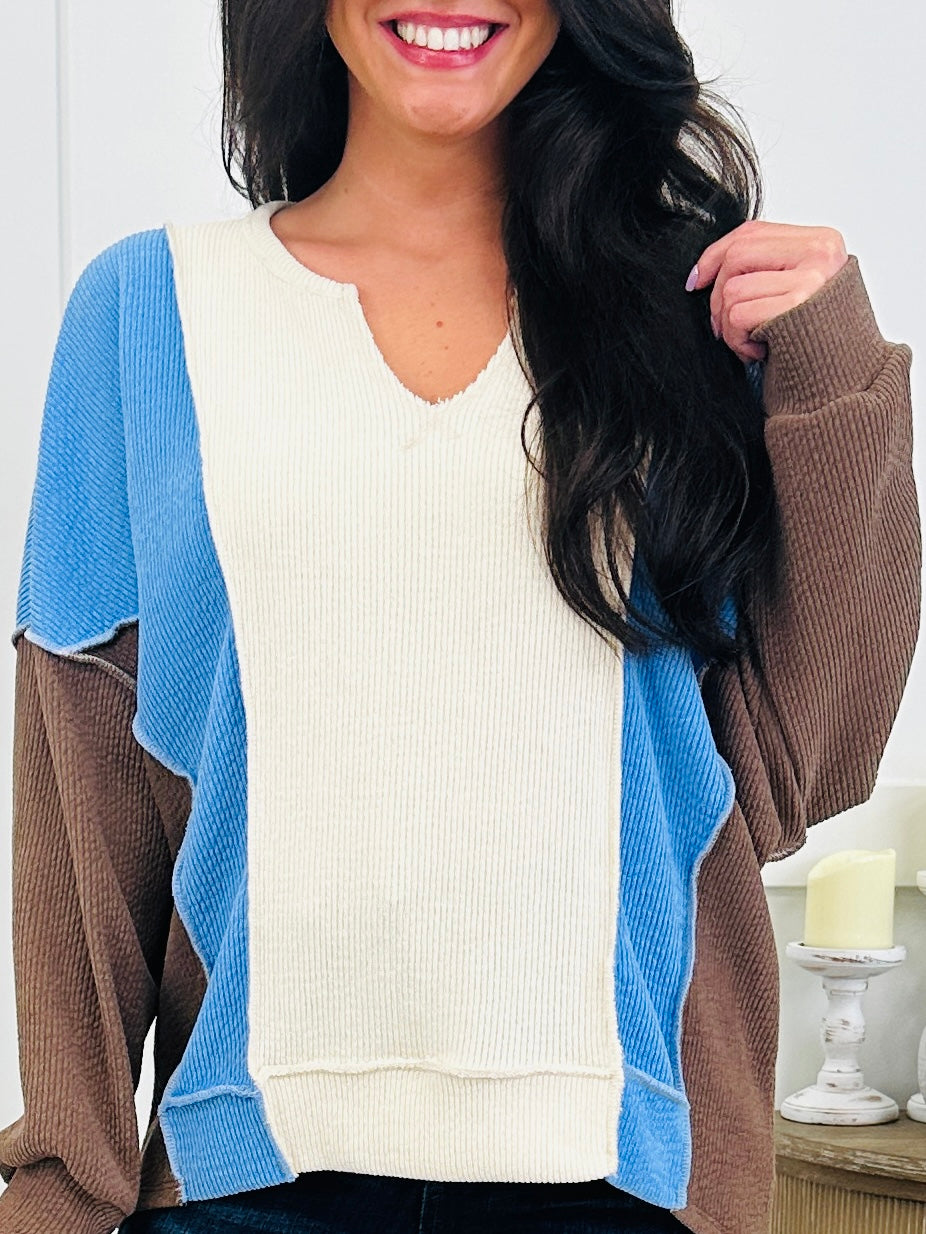 Cozy Canvas Top In Denim Blue