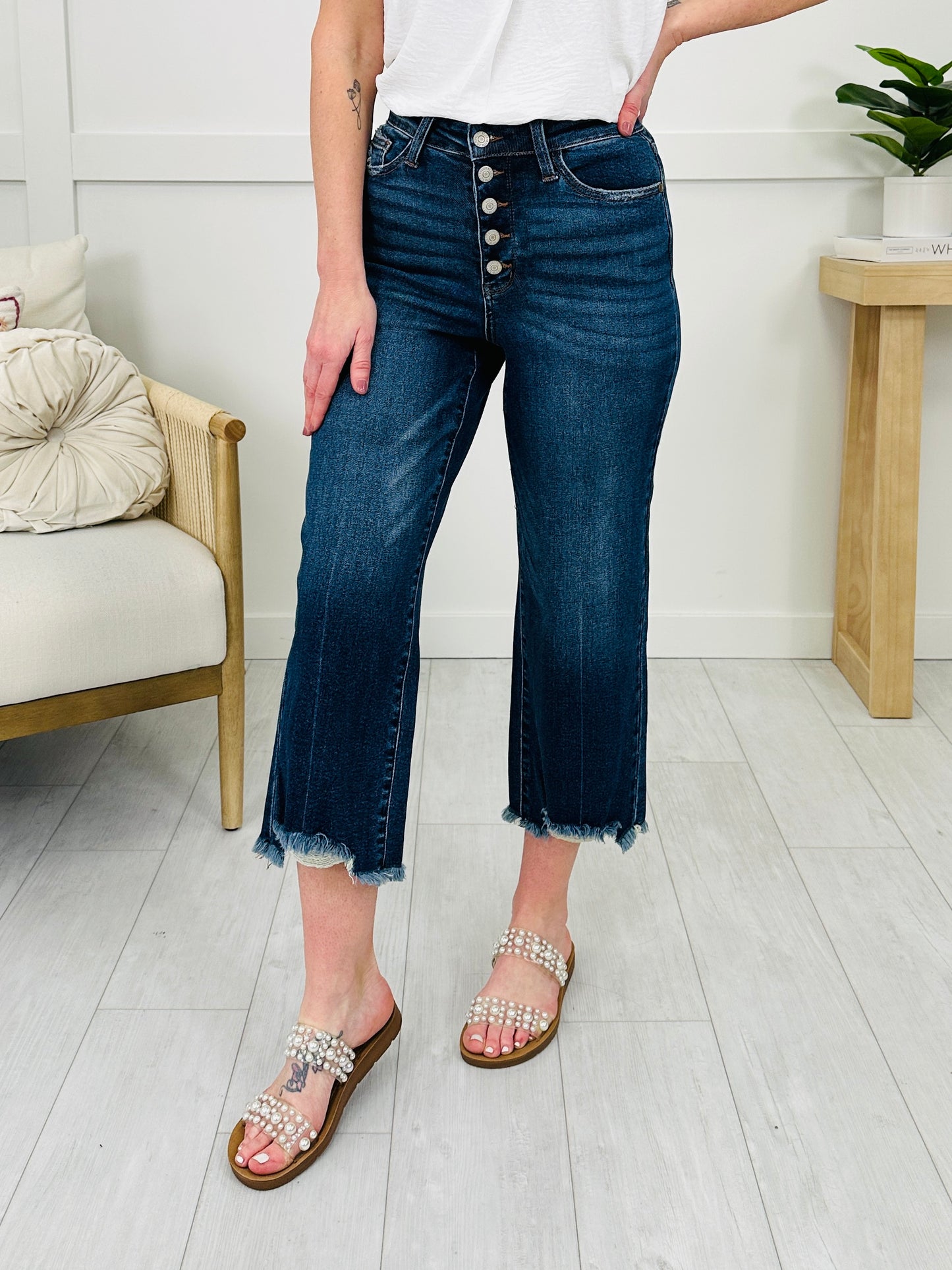 Judy Blue Spring Fling Cropped Wide Leg Jeans