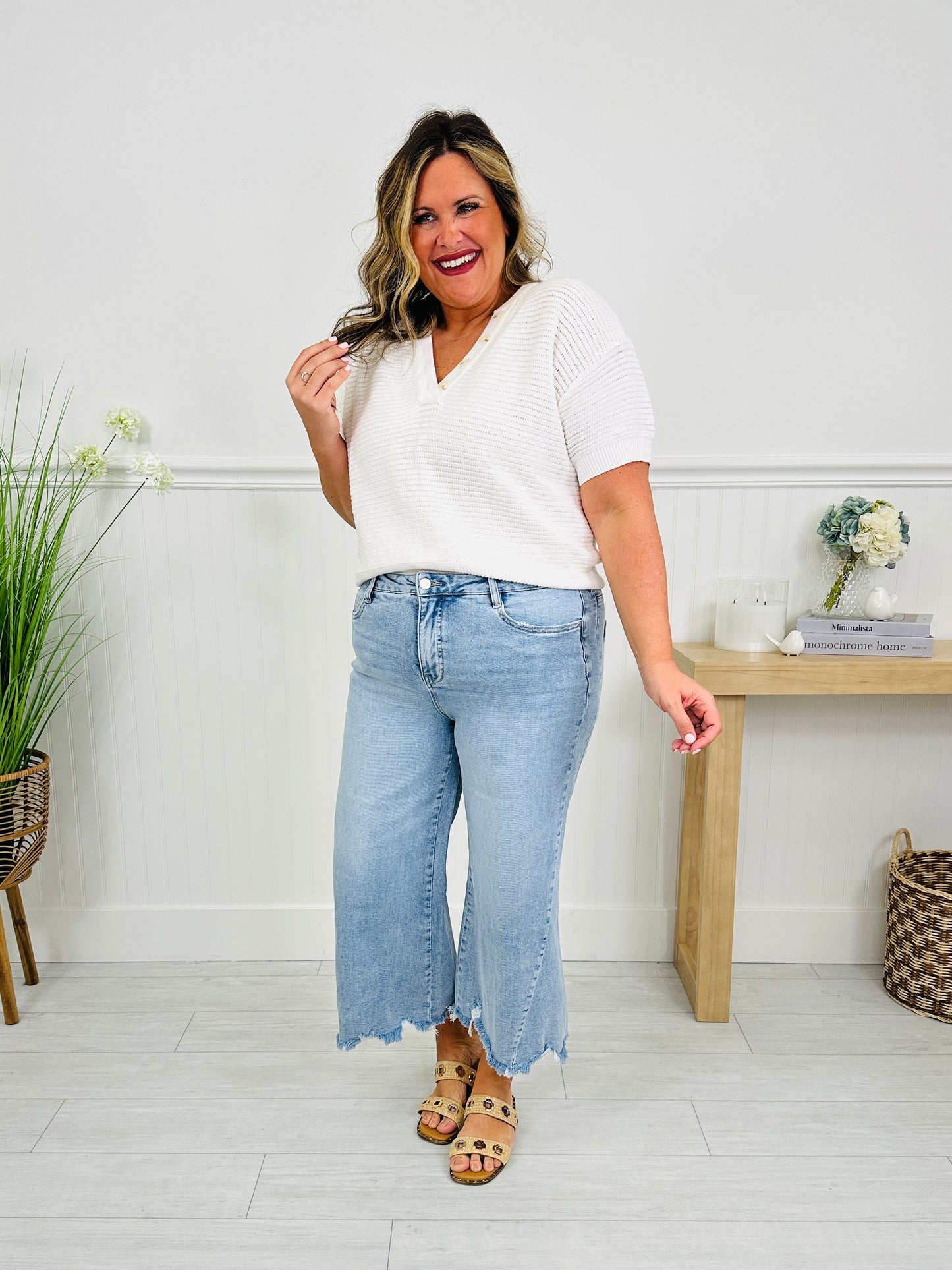 Made To Flatter Tummy Control Wide Leg Cropped Jeans