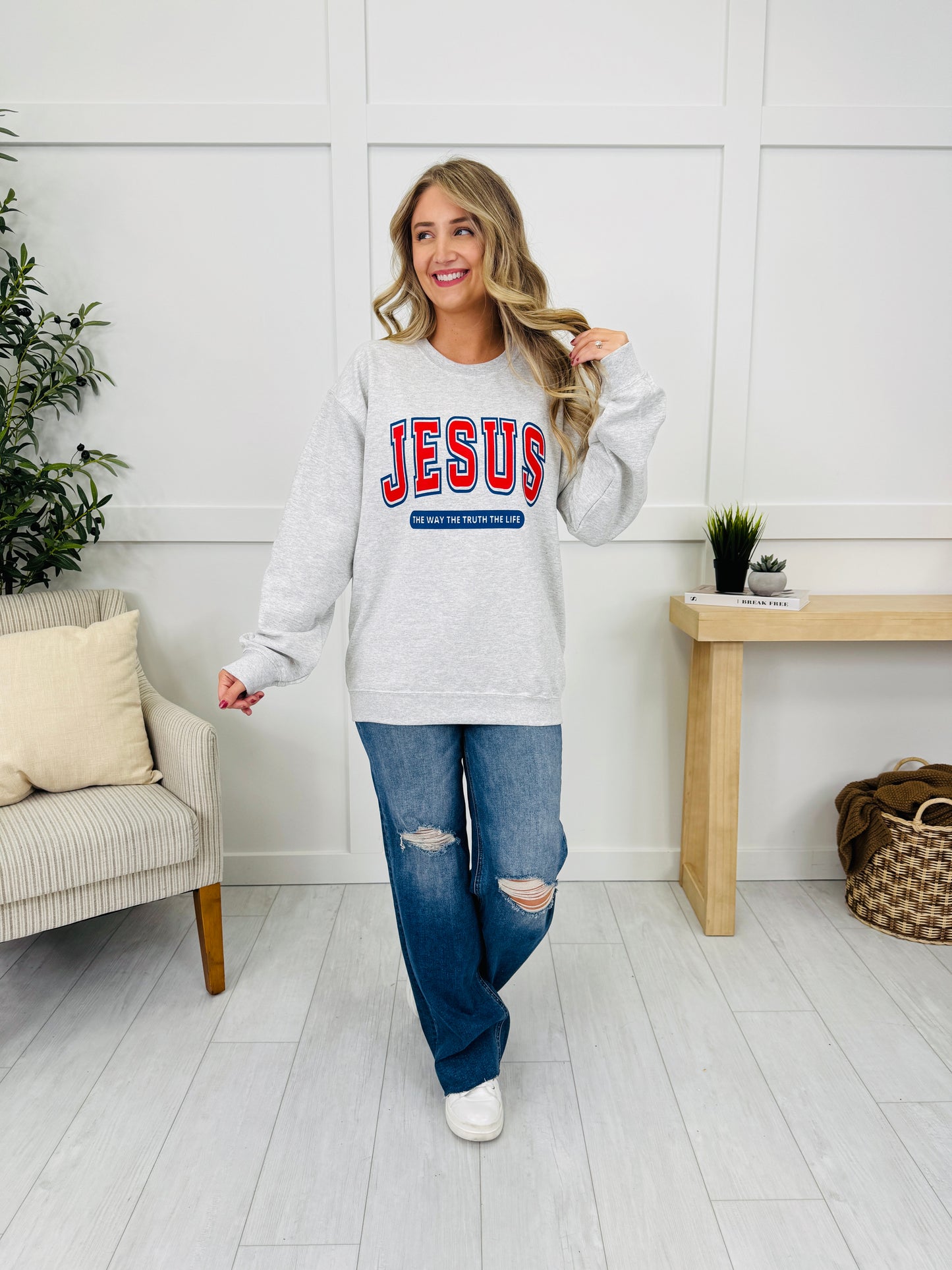 Jesus Is The Way Crewneck Graphic Sweatshirt