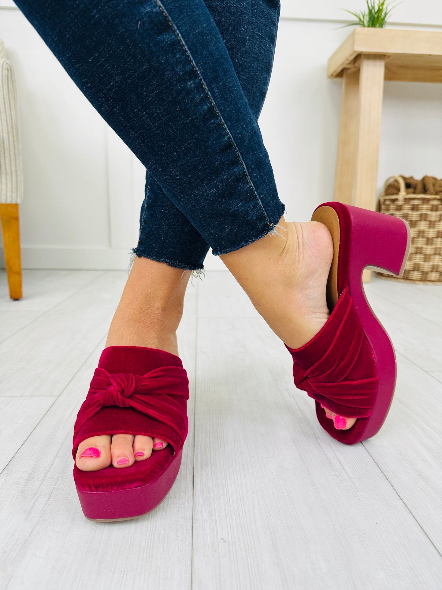 Velvet Voltage Heels in Fuchsia