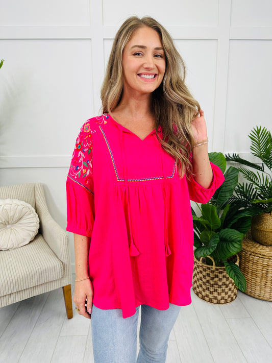 Simple Spark Top in Hot Pink