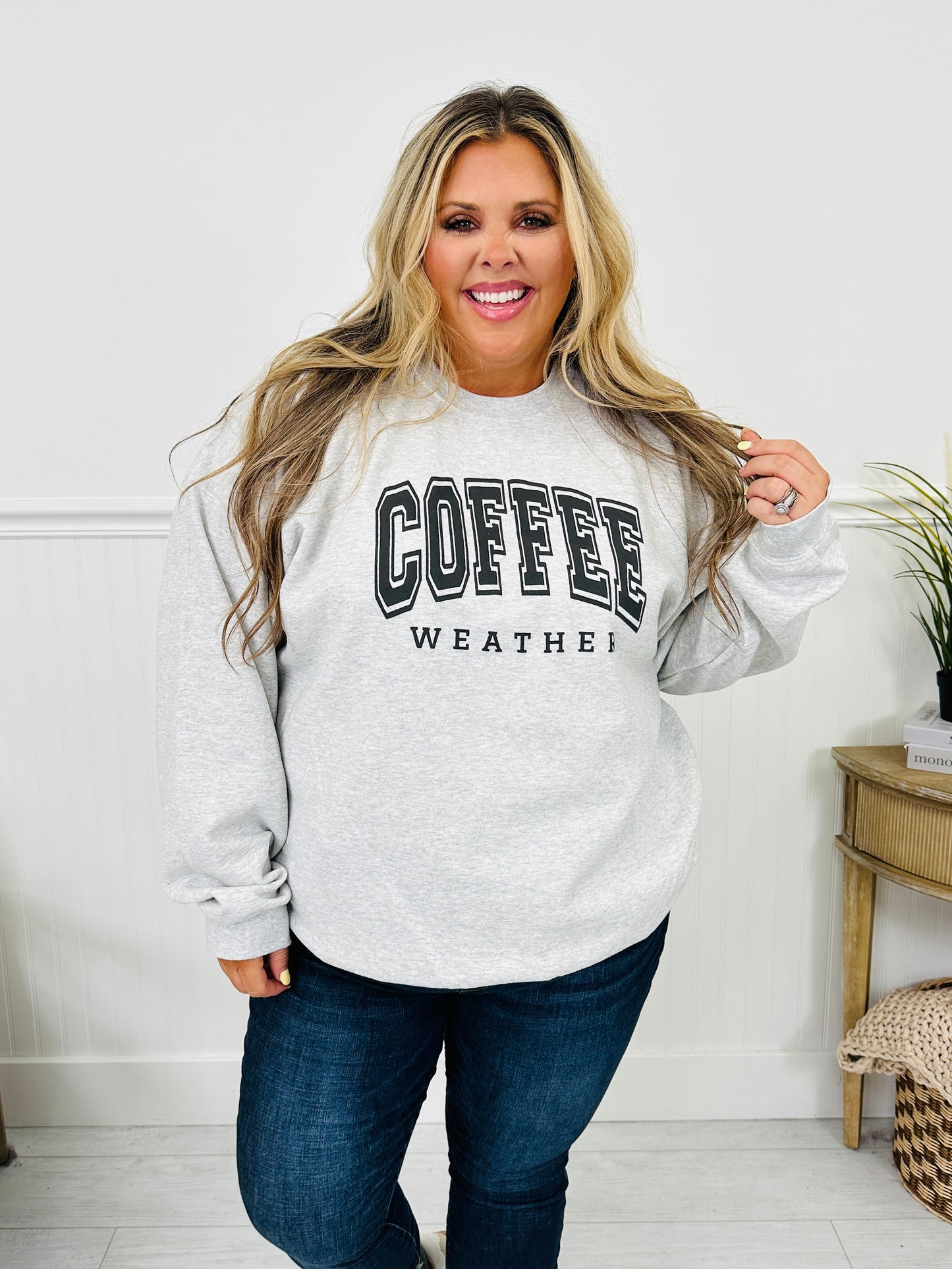 Coffee Weather Crewneck Sweatshirt in Grey