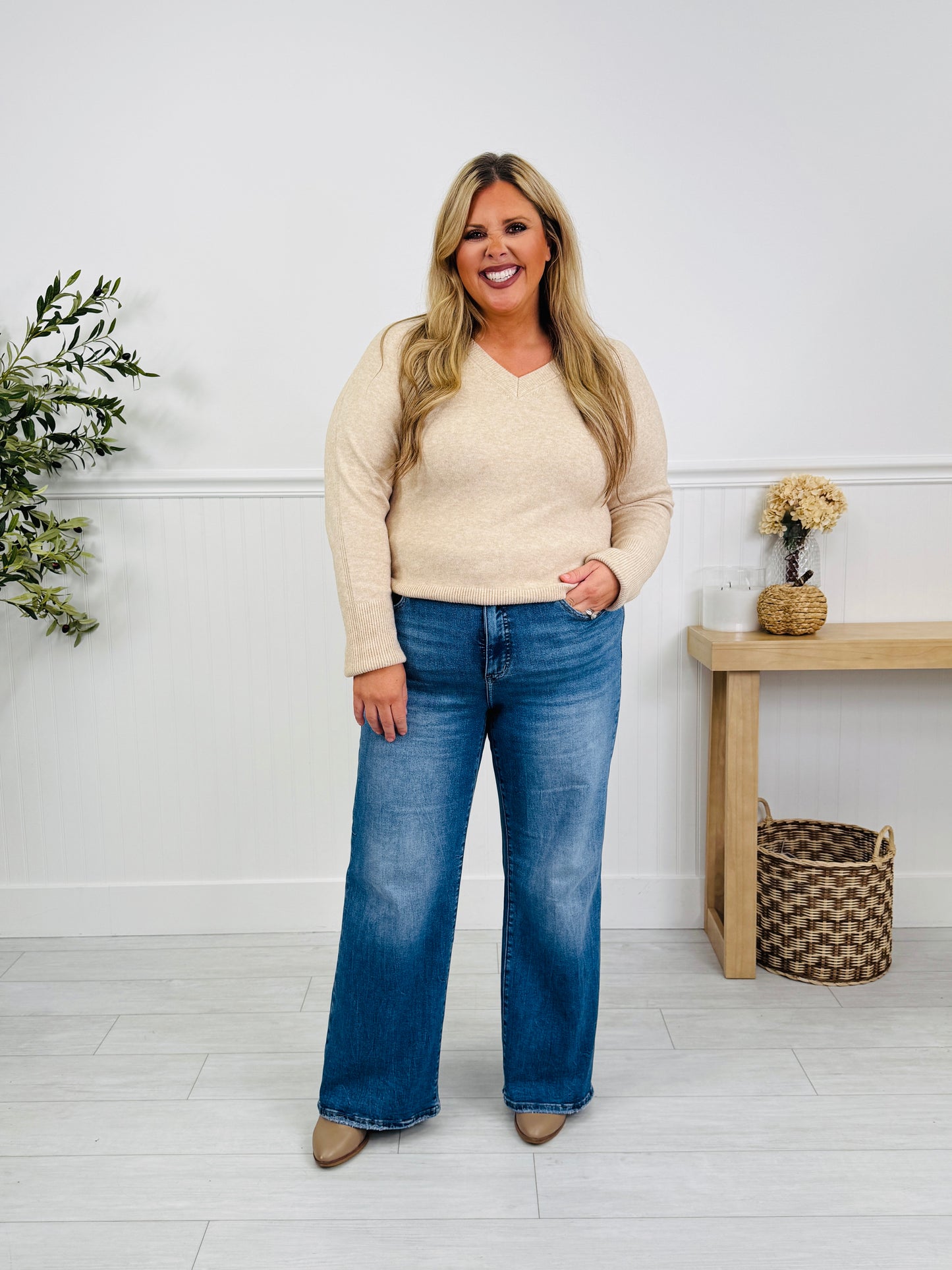 Just Four You Tummy Control Wide Leg Jeans in Four Inseams