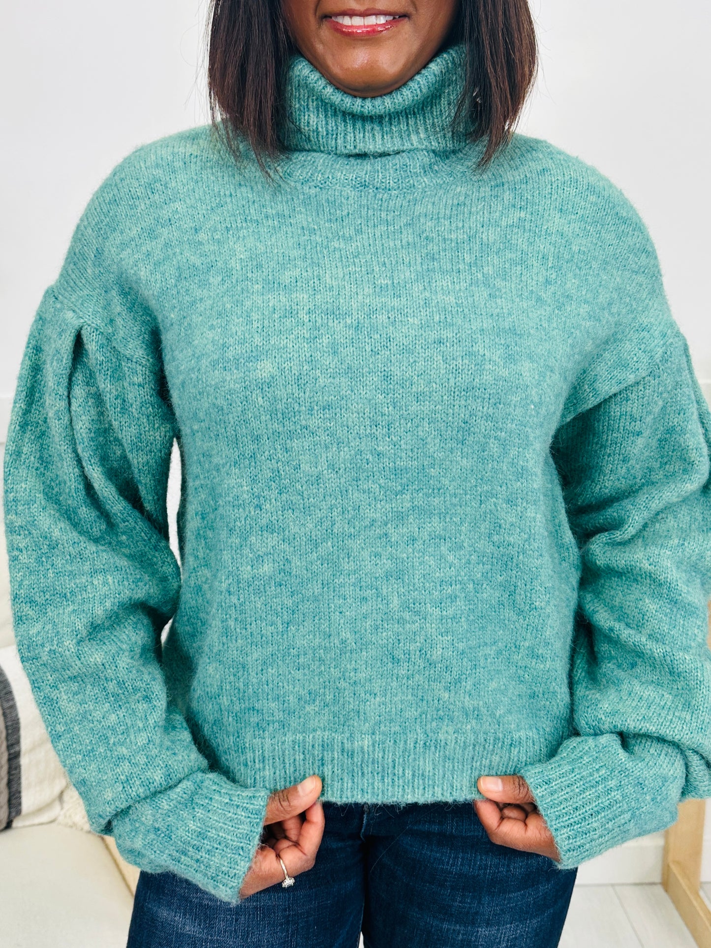 Hideaway Heart Sweater in Mermaid