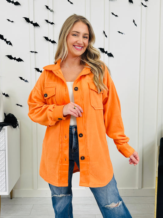 DOORBUSTER! Breezy Commute Shacket in Lt Orange