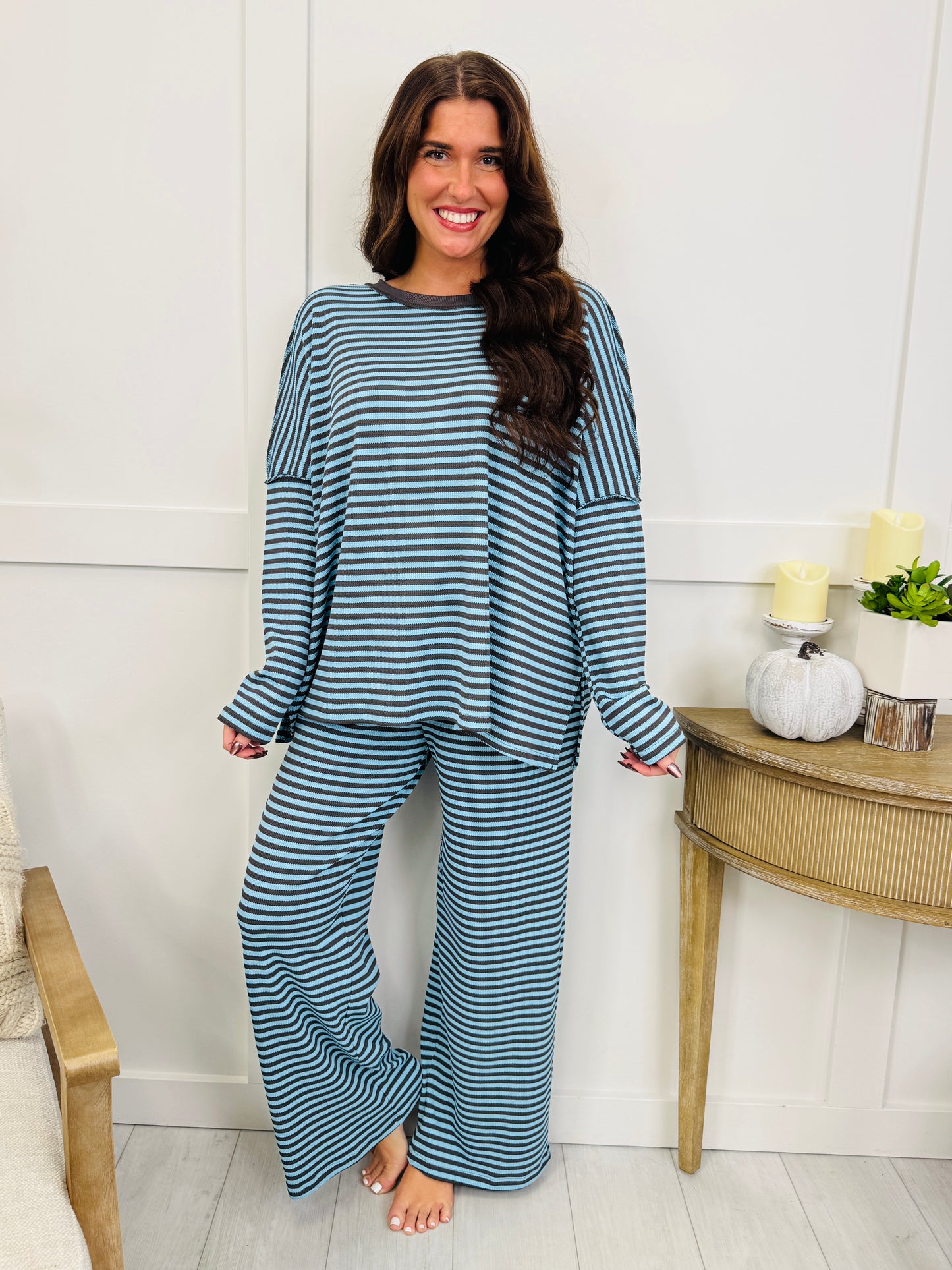Lounging Around Pants In Mint/Brown