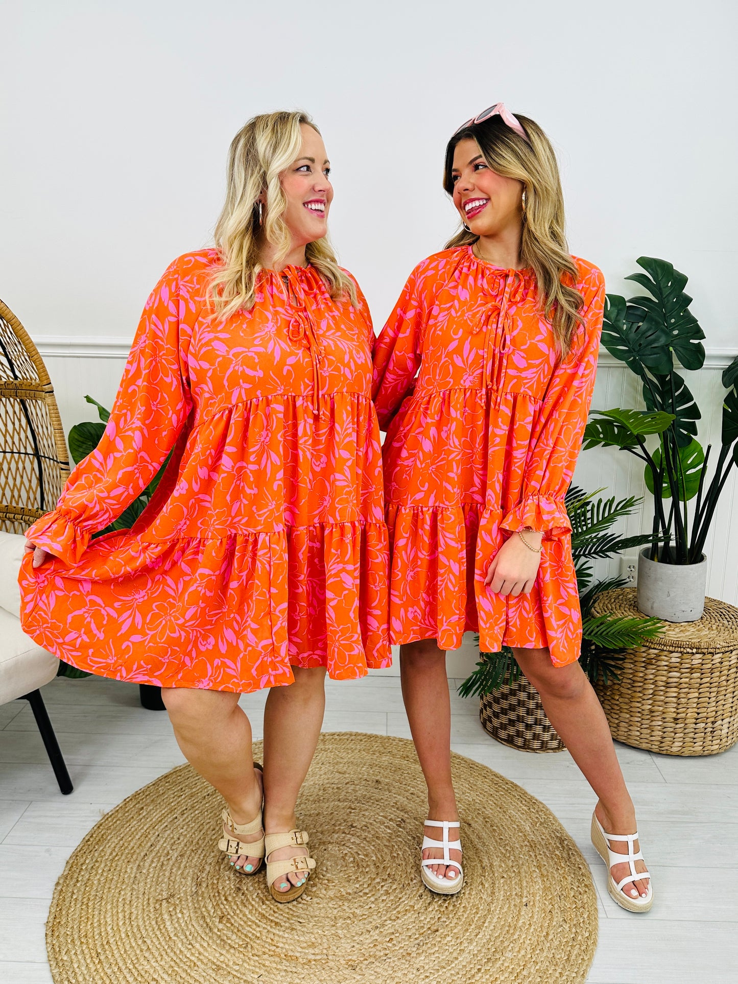 Tropical Tango Dress In Coral Orange